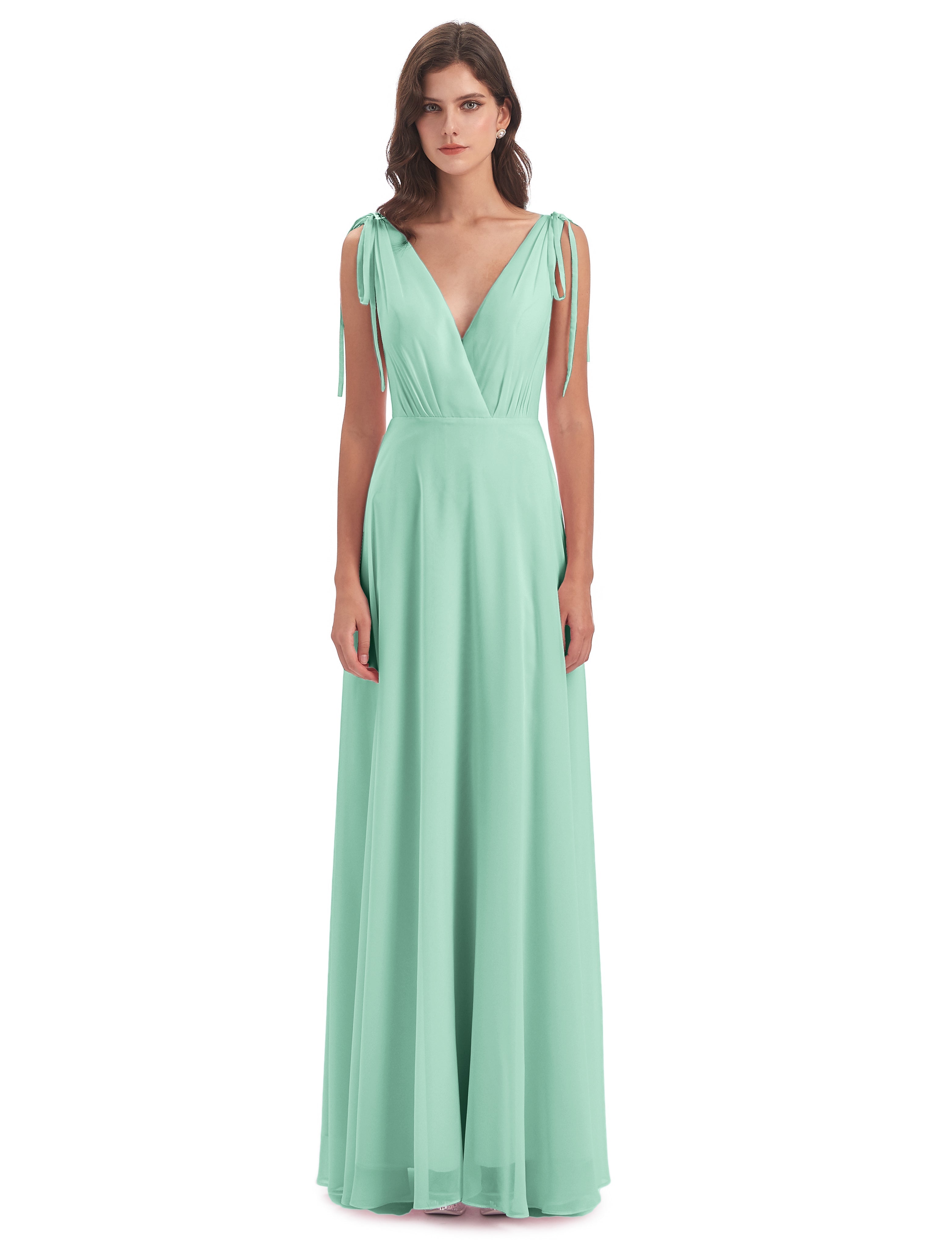 Robe Vert Menthe Demoiselle D Honneur Dos Nu Col V Robes Demoiselle D'Honneur