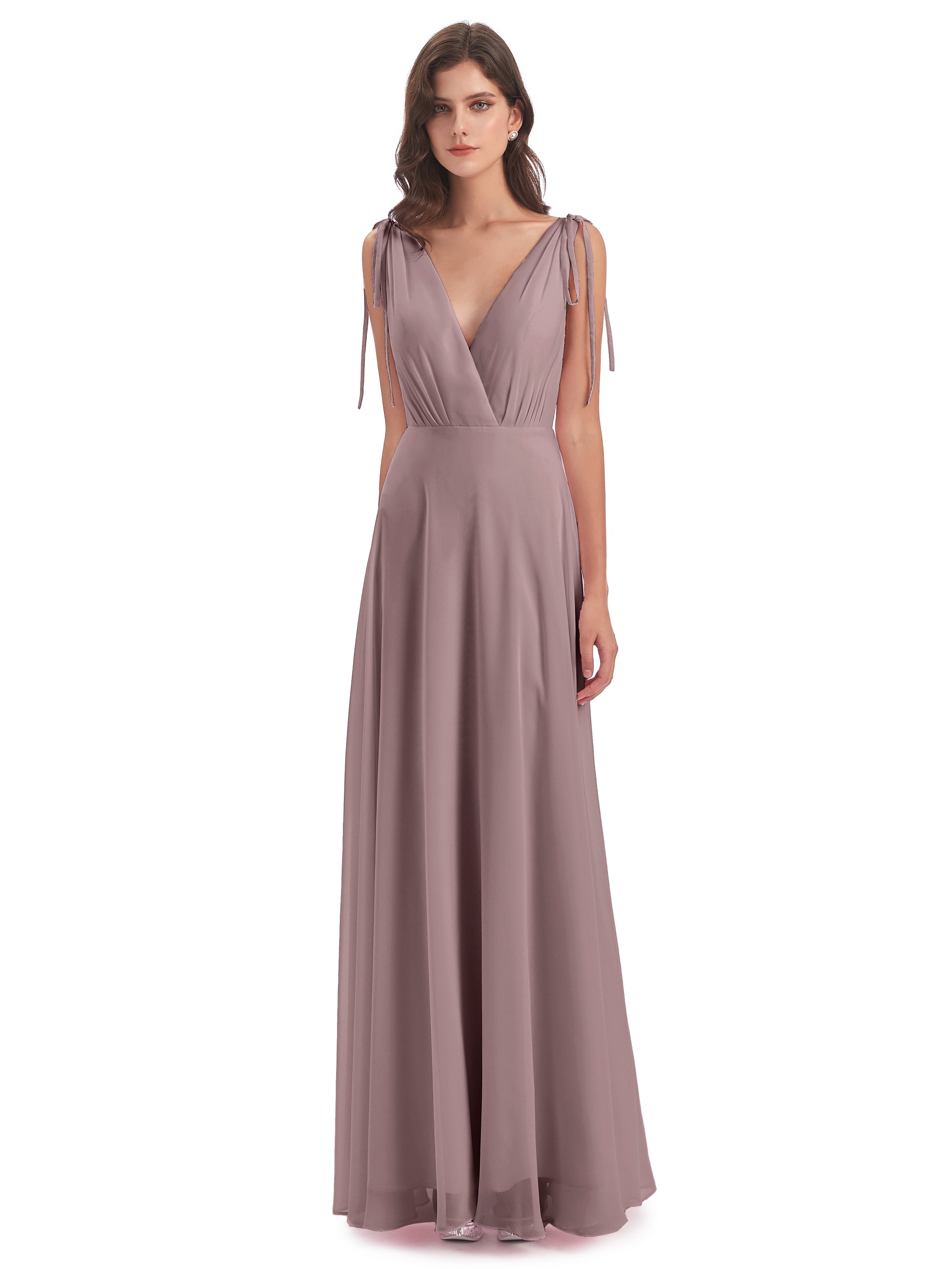 Robes De Demoiselle D'Honneur Vintage Mauve Dos Nu Col V Robes Demoiselle D'Honneur