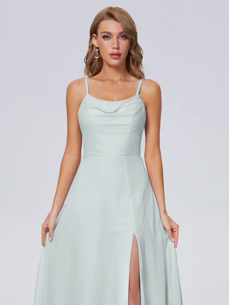 Robes De Demoiselle D'Honneur Celadon Reese Mignonne Bretelles Spaghetti Mousseline Robes Demoiselle D'Honneur