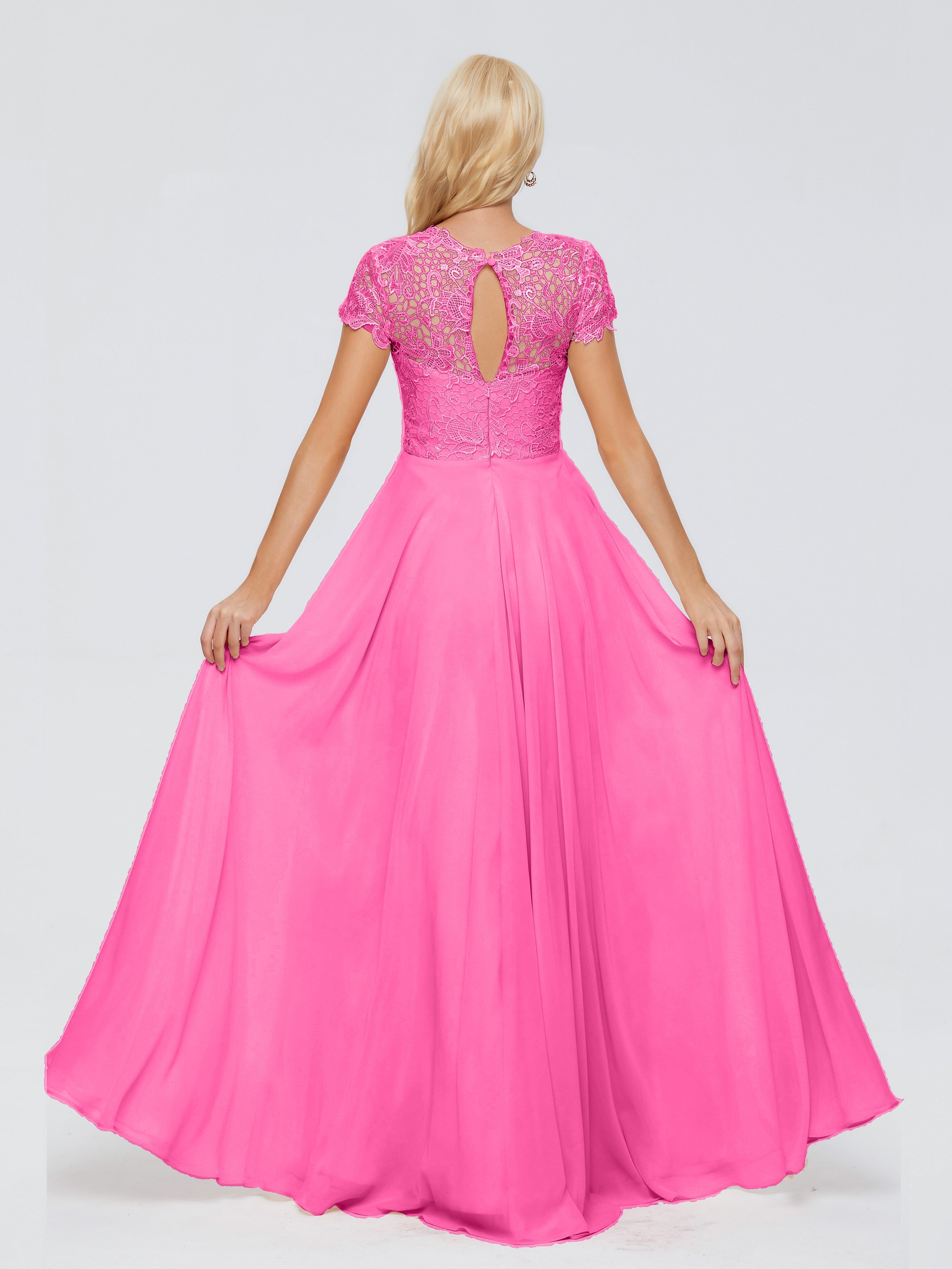 Robe Demoiselle D Honneur Azalée A-ligne Encolure Dégagée Mousseline Robes Demoiselle D'Honneur