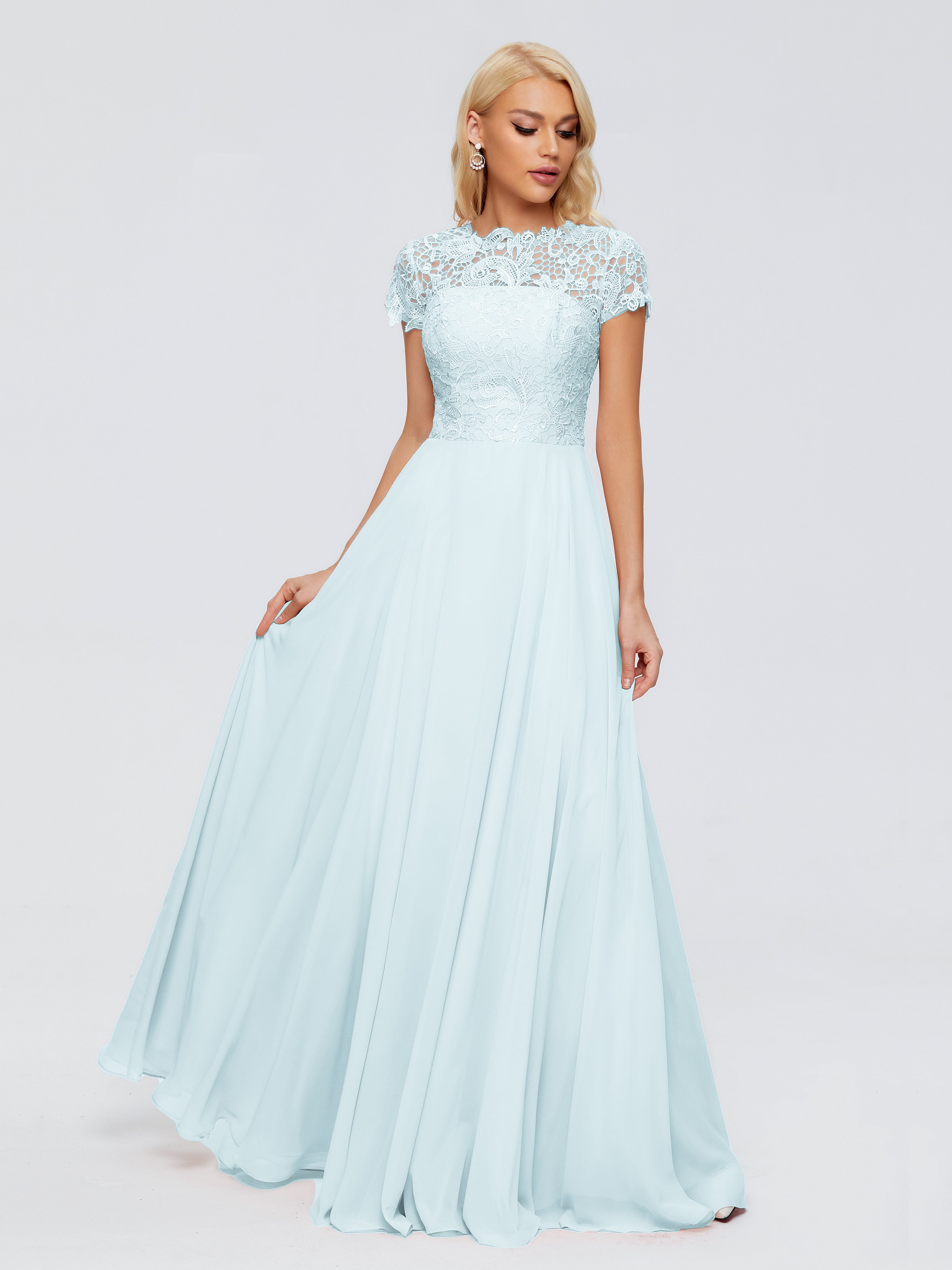Robe De Demoiselle D'Honneur Brume A-ligne Encolure Dégagée Mousseline Robes Demoiselle D'Honneur