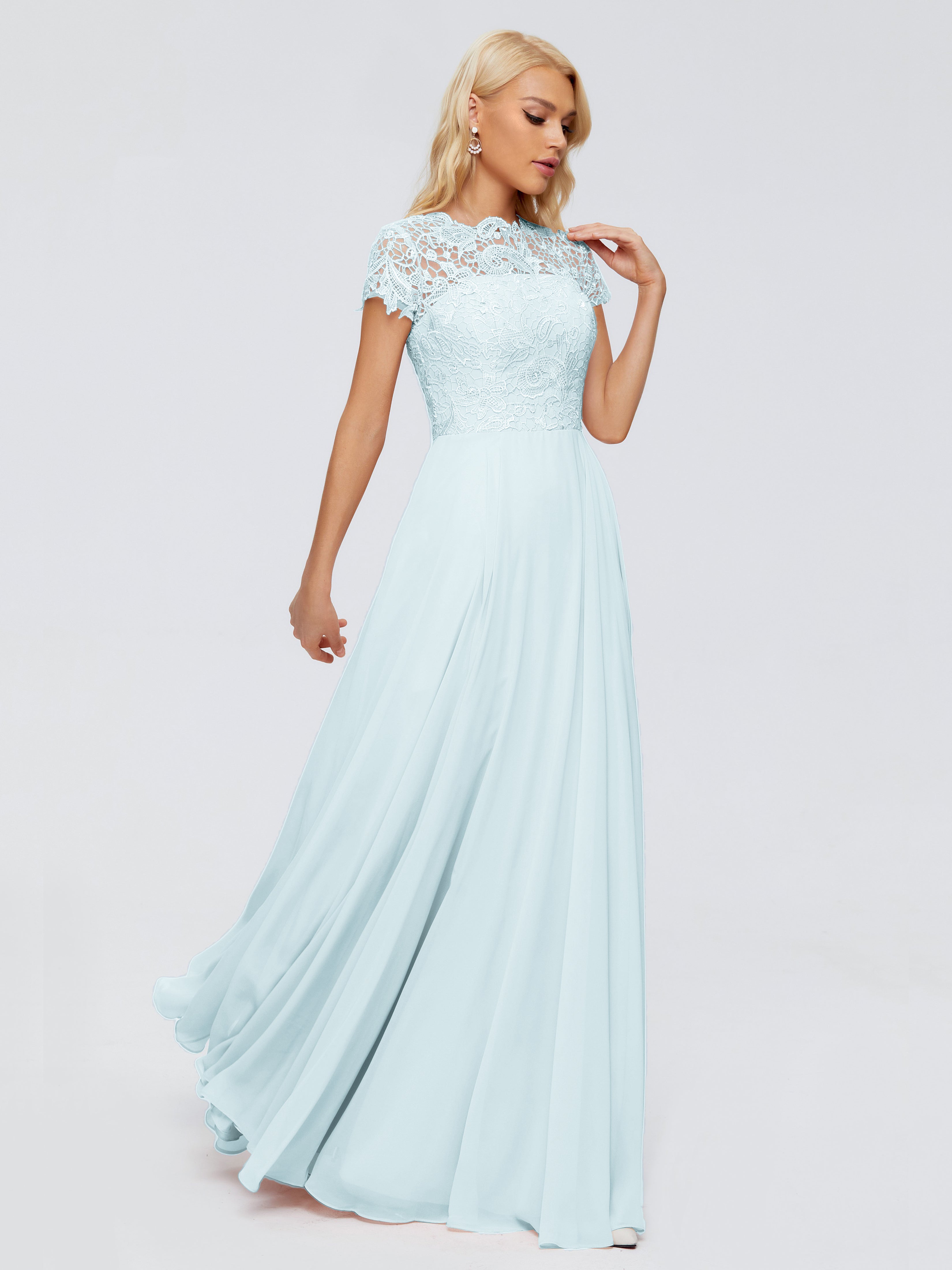 Robe De Demoiselle D'Honneur Brume A-ligne Encolure Dégagée Mousseline Robes Demoiselle D'Honneur