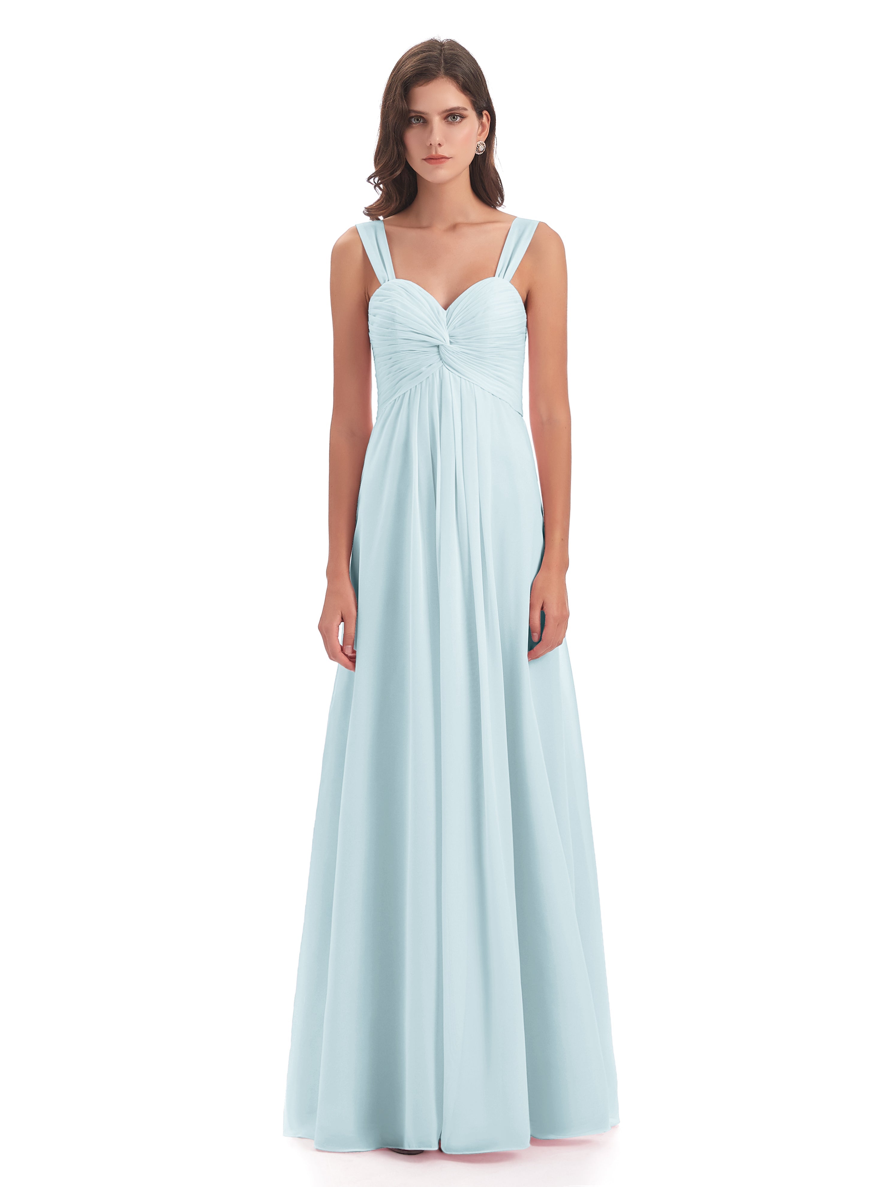 Robe De Demoiselle D'Honneur Brume Colonne Bretelle Mousseline Robes Demoiselle D'Honneur