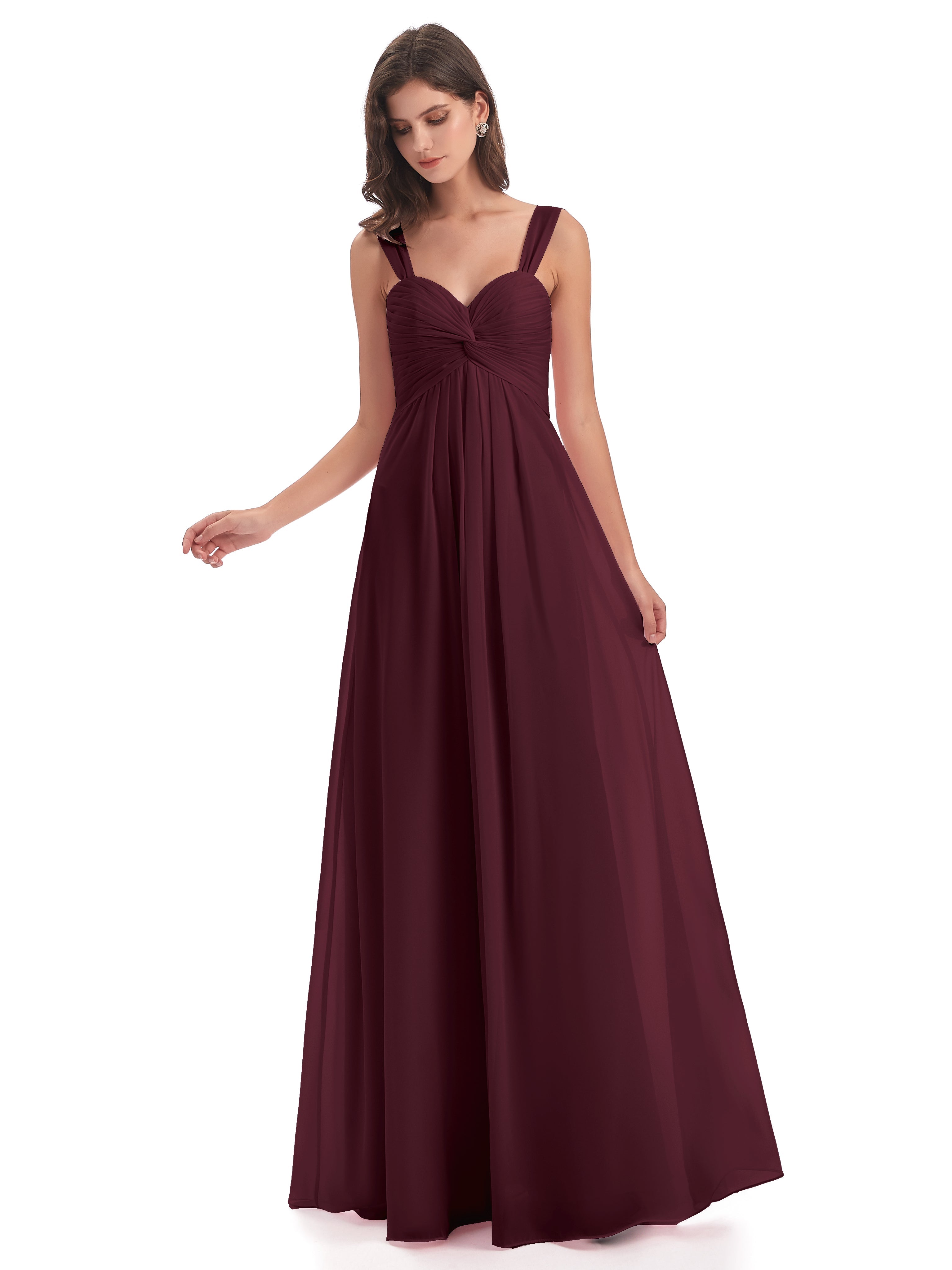 Robes De Demoiselle D'Honneur Cabernet Colonne Bretelle Mousseline Robes Demoiselle D'Honneur