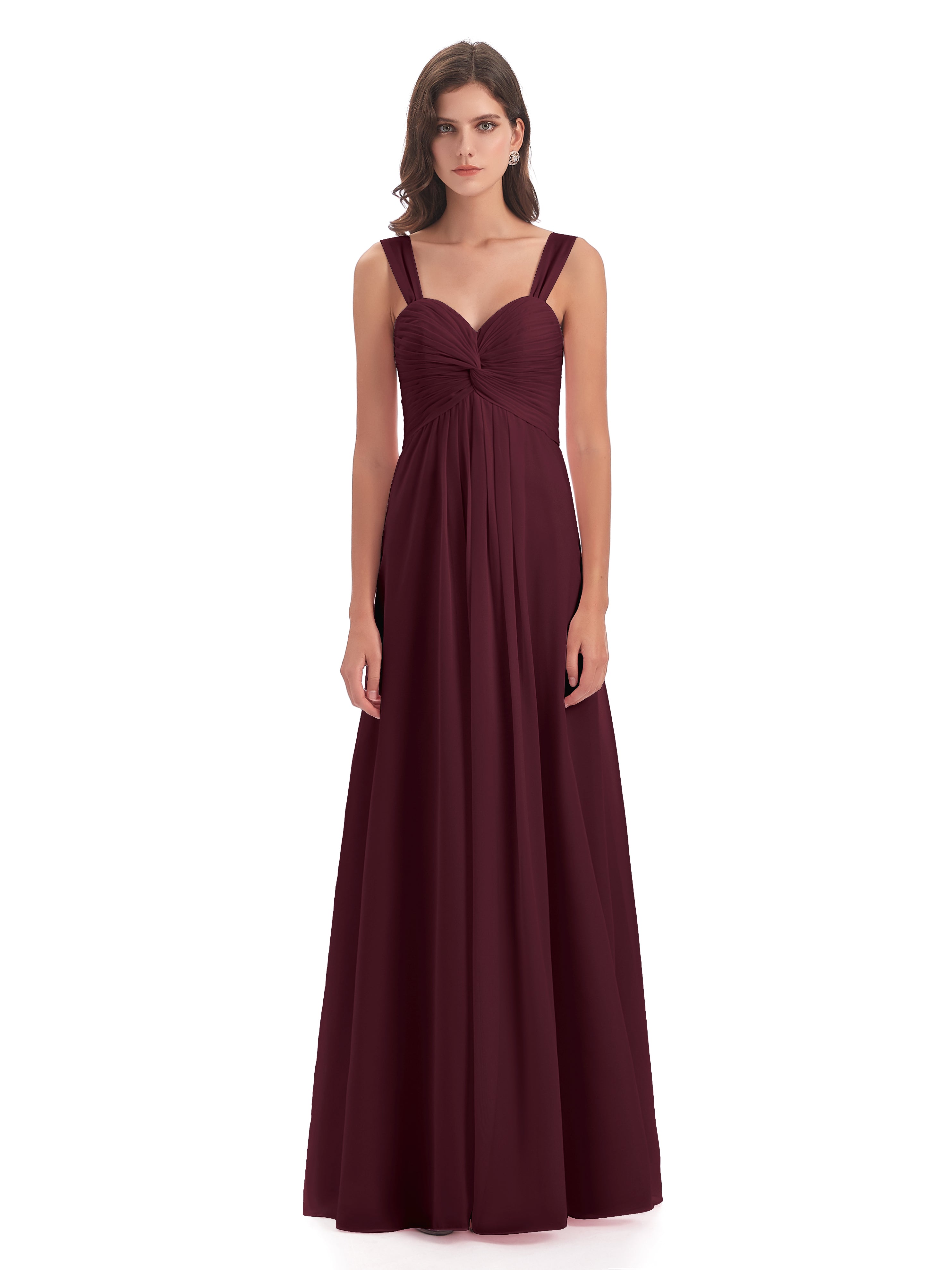 Robes De Demoiselle D'Honneur Cabernet Colonne Bretelle Mousseline Robes Demoiselle D'Honneur