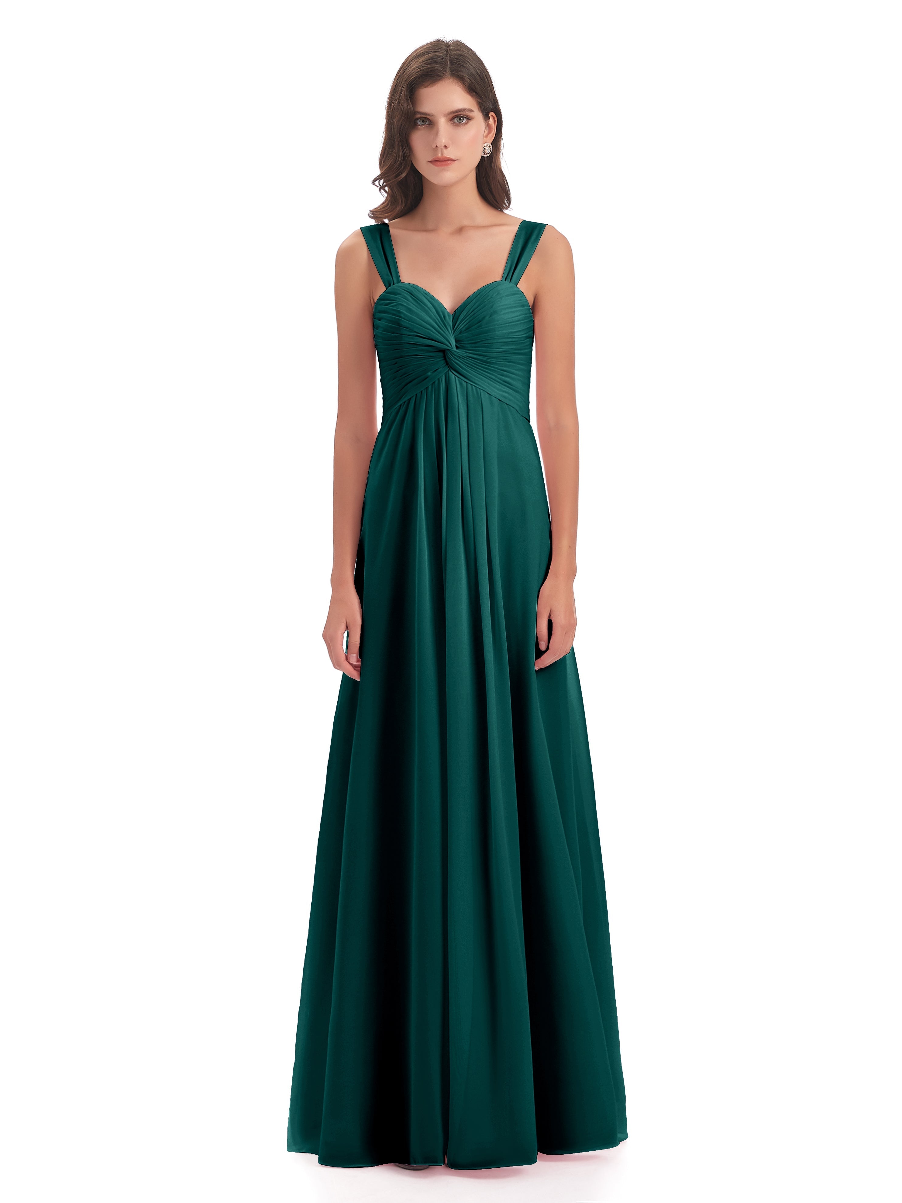 Robes De Demoiselle D'Honneur Couleur Paon Bon Marché Colonne Bretelle Mousseline Robes Demoiselle D'Honneur