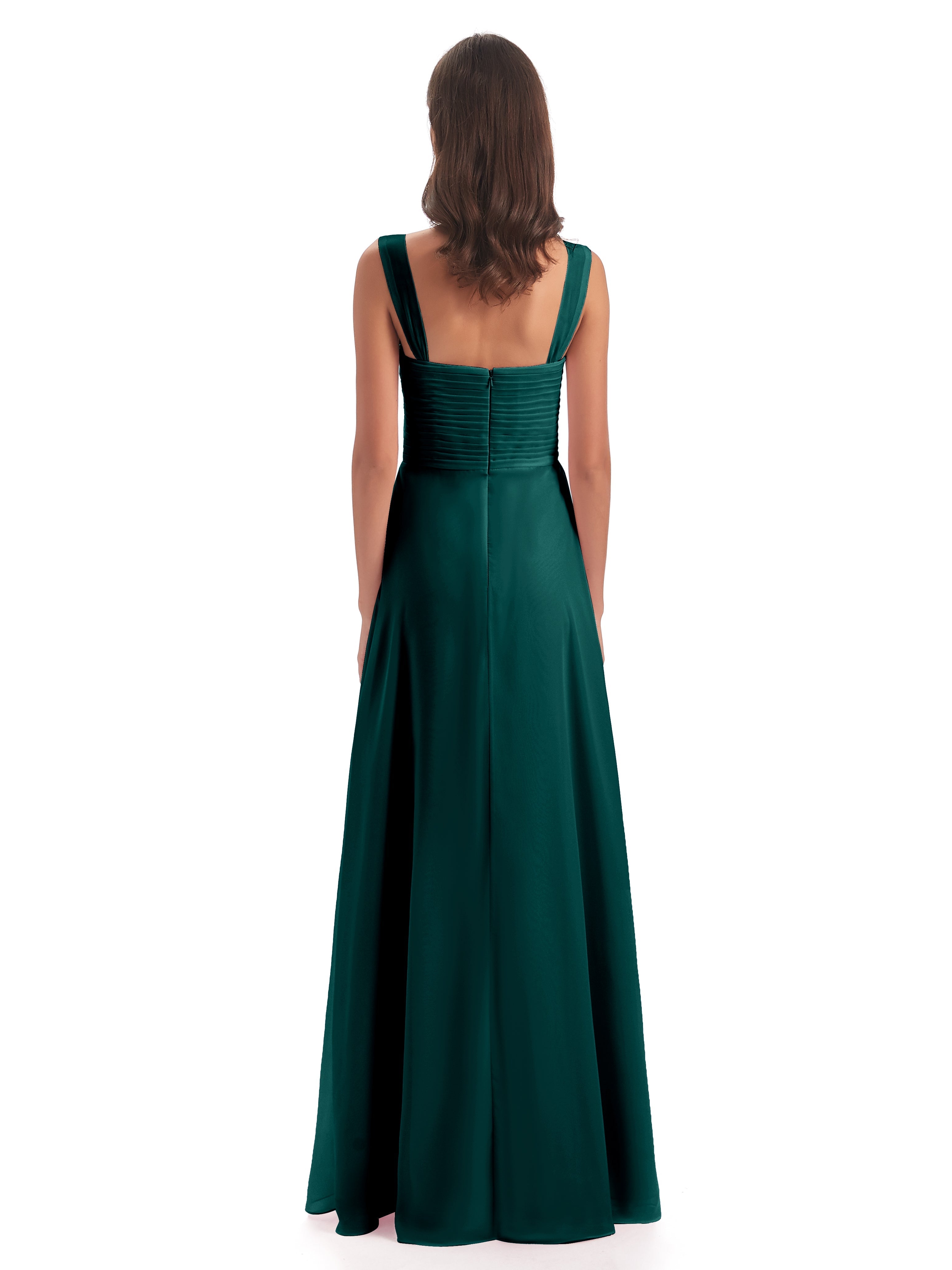 Robes De Demoiselle D'Honneur Couleur Paon Bon Marché Colonne Bretelle Mousseline Robes Demoiselle D'Honneur