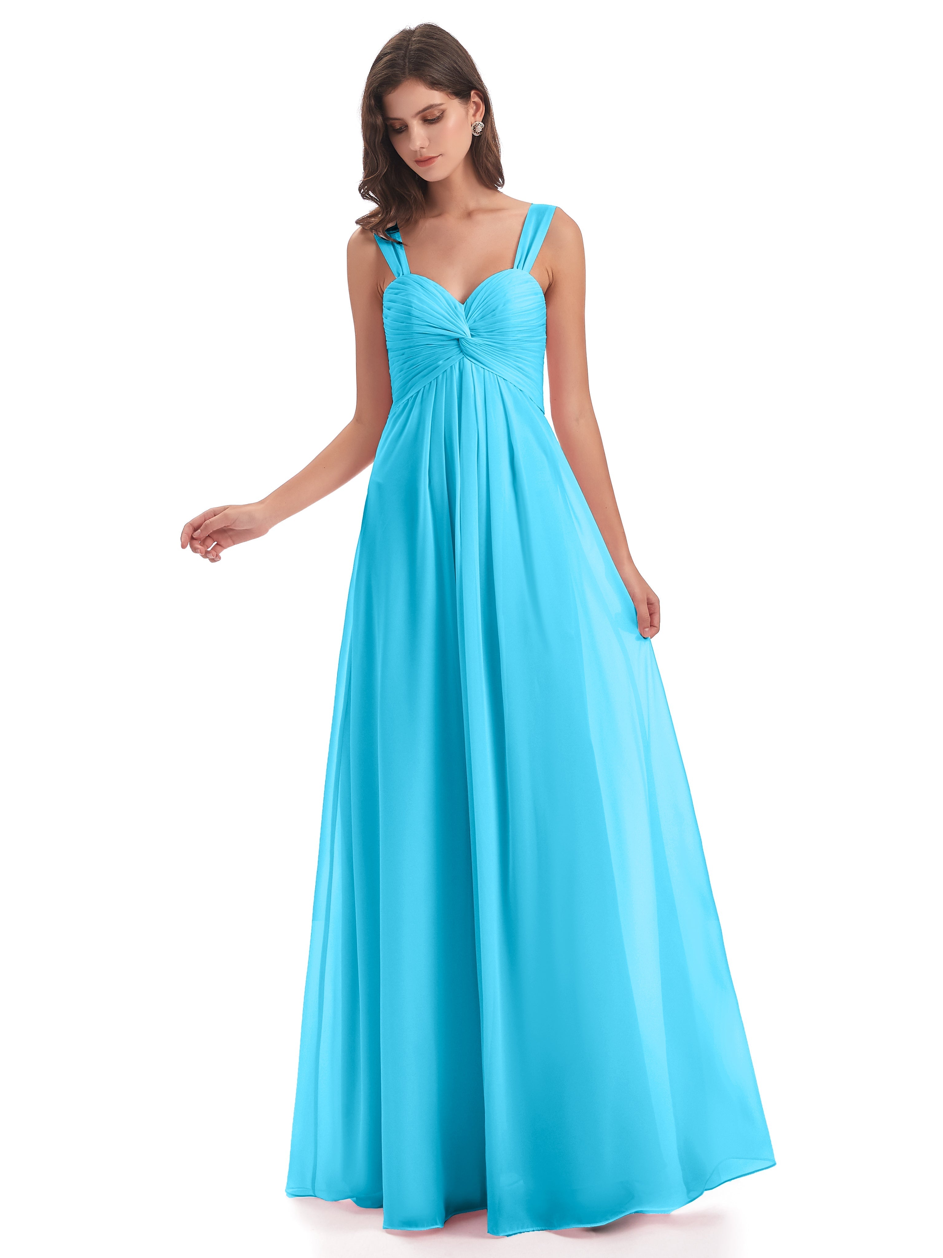 Robe De Demoiselle D'Honneur En Piscine Colonne Bretelle Mousseline Robes Demoiselle D'Honneur