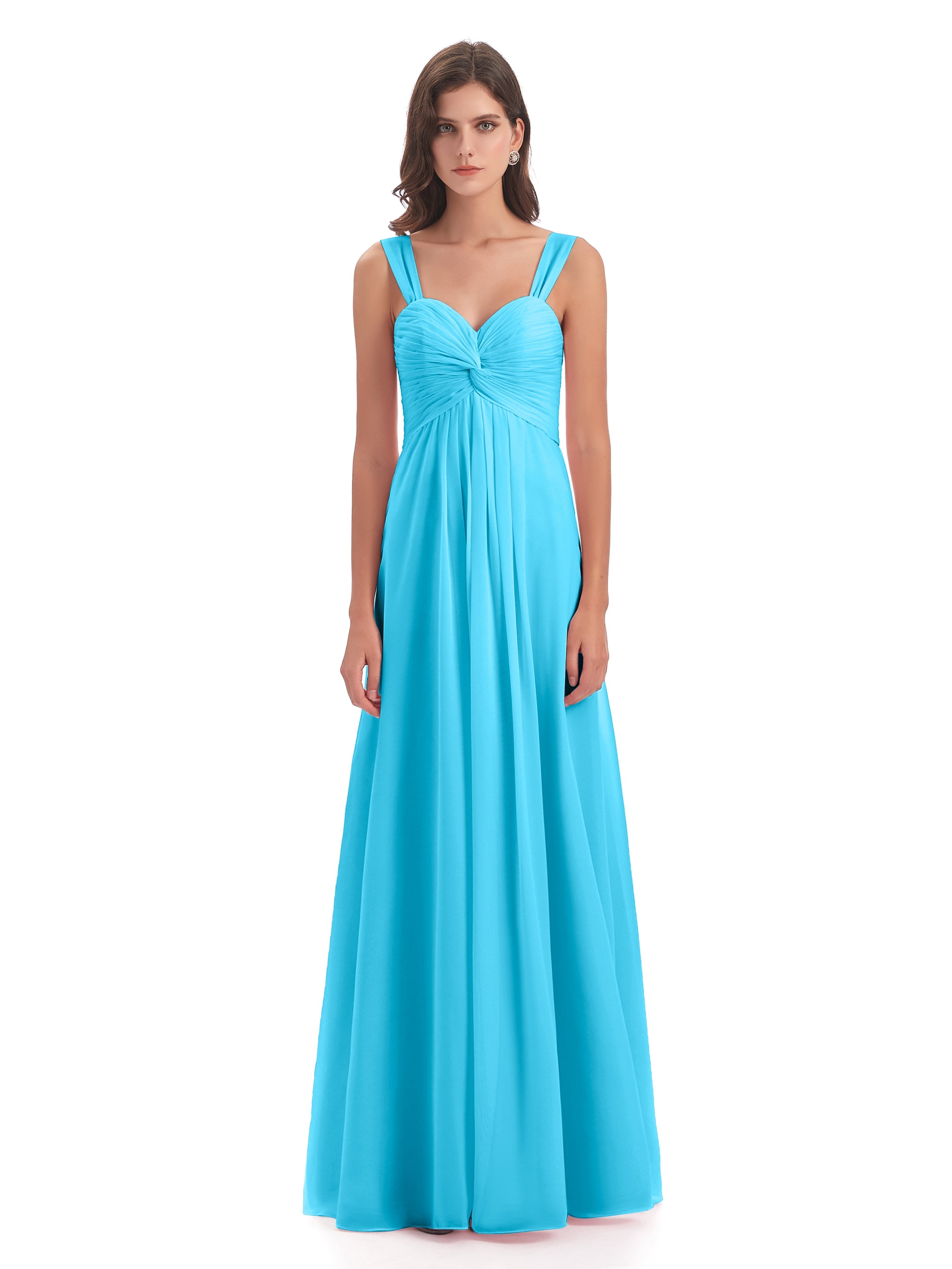 Robe De Demoiselle D'Honneur En Piscine Colonne Bretelle Mousseline Robes Demoiselle D'Honneur