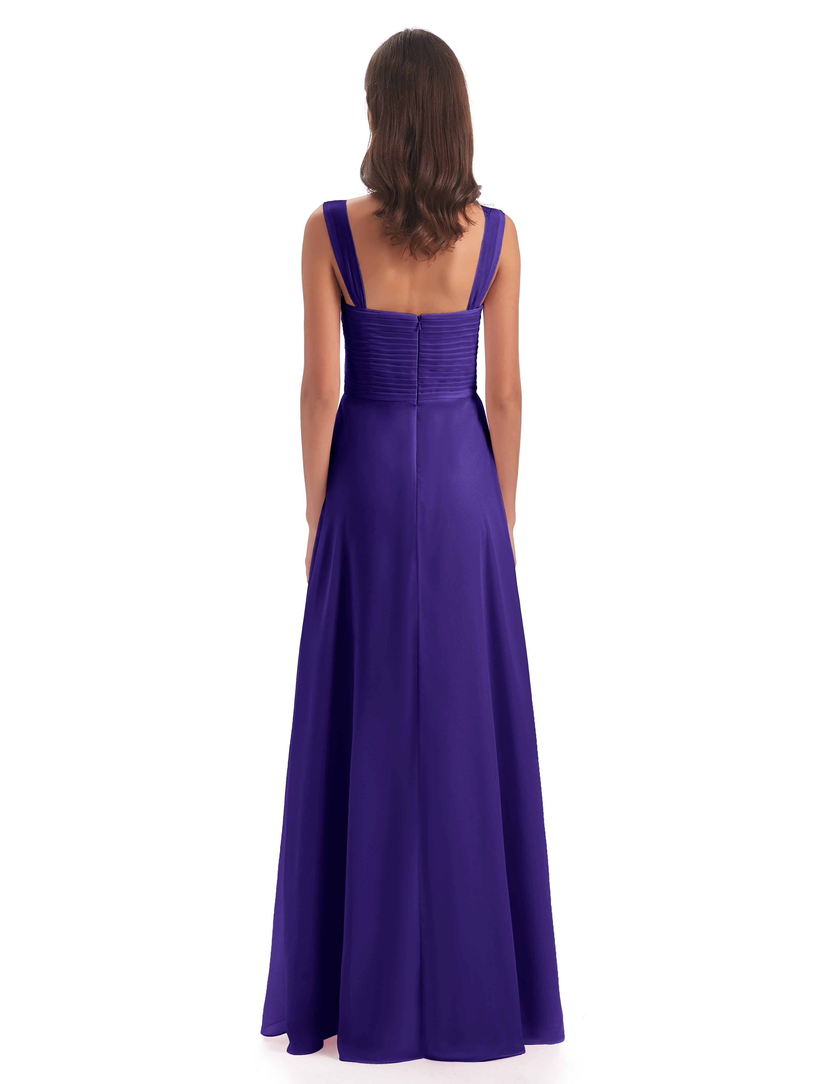 Robes De Demoiselle D'Honneur En Régence Colonne Bretelle Mousseline Robes Demoiselle D'Honneur