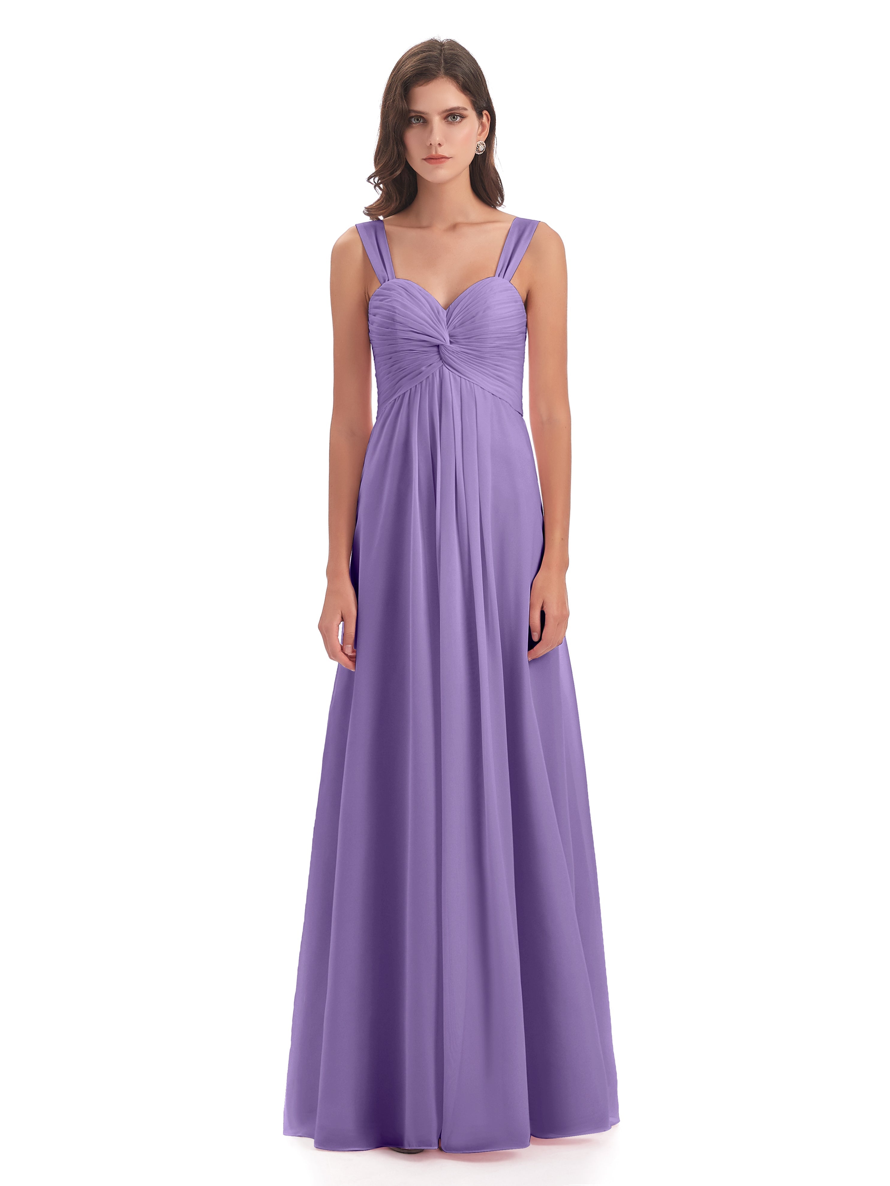 Robes De Demoiselle D'Honneur Tahiti Colonne Bretelle Mousseline Robes Demoiselle D'Honneur