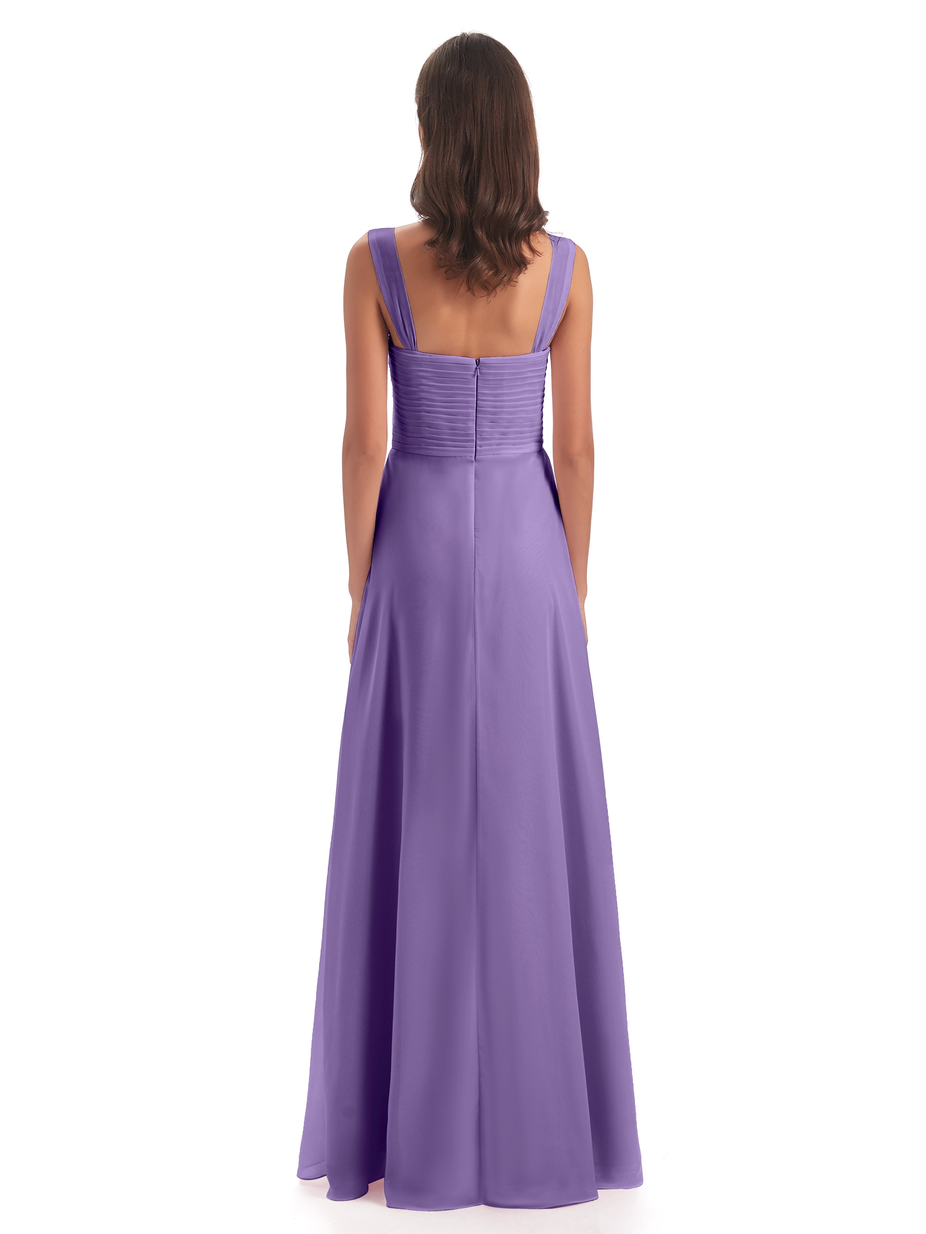 Robes De Demoiselle D'Honneur Tahiti Colonne Bretelle Mousseline Robes Demoiselle D'Honneur