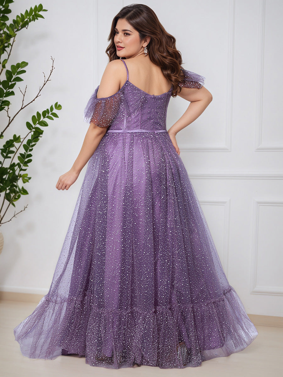 Cicinia TAHITI Robe de Bal Longue Épaules dénudées à Bretelles Fines Grande Taille