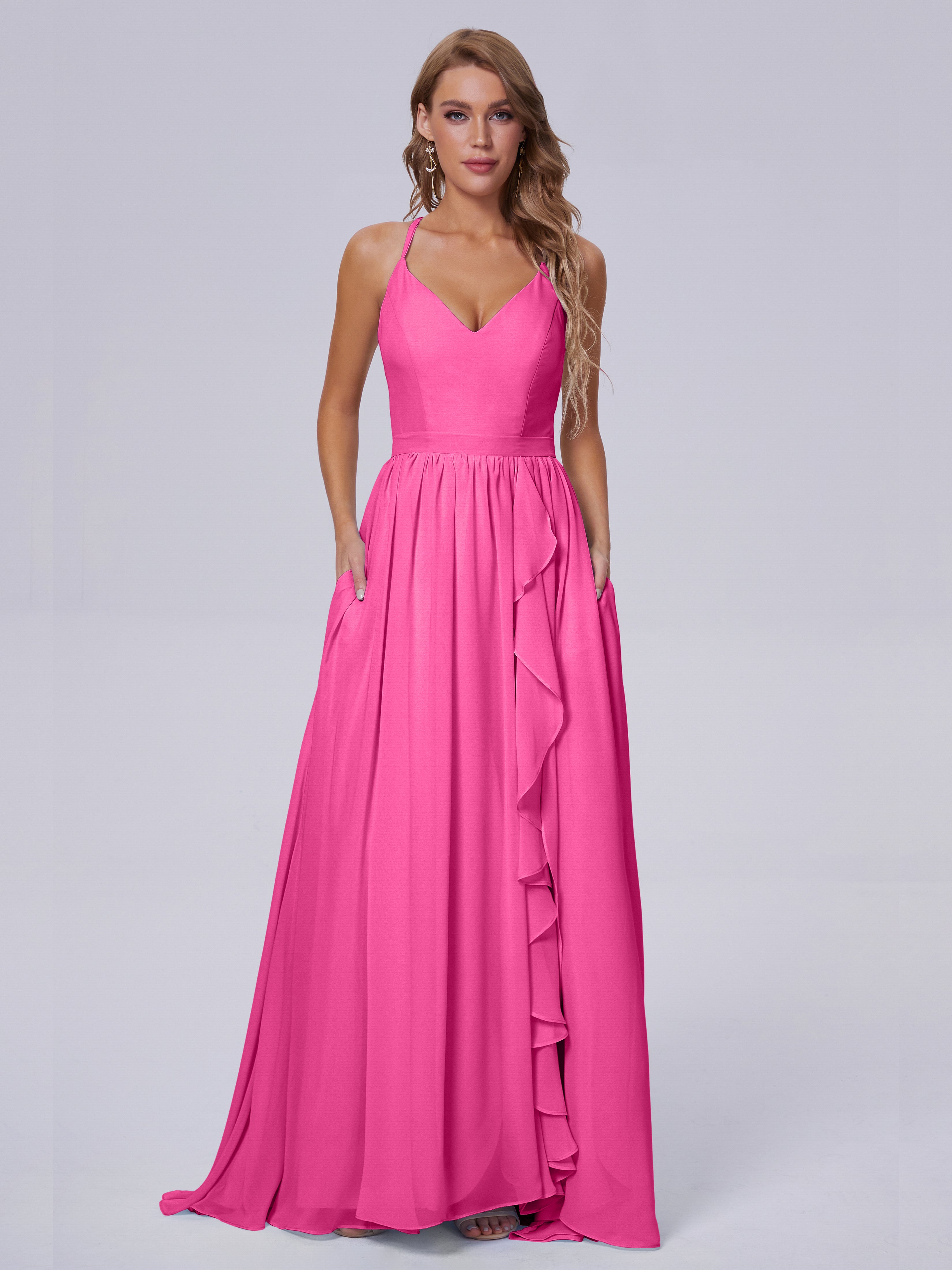 Robe Demoiselle D Honneur Azalée Asymétrique Mousseline Robes Demoiselle D'Honneur