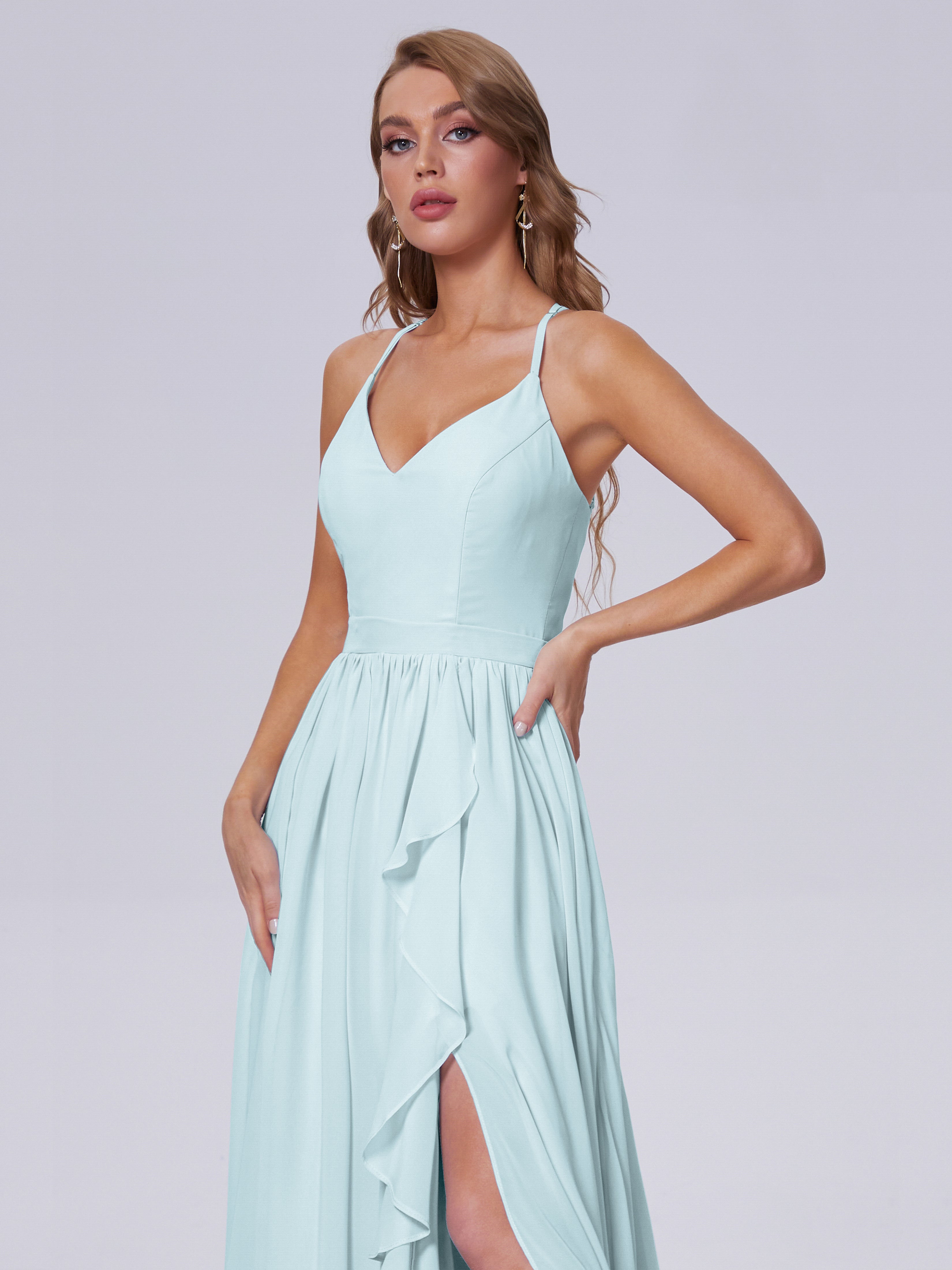 Robe De Demoiselle D'Honneur Brume Asymétrique Mousseline Robes Demoiselle D'Honneur