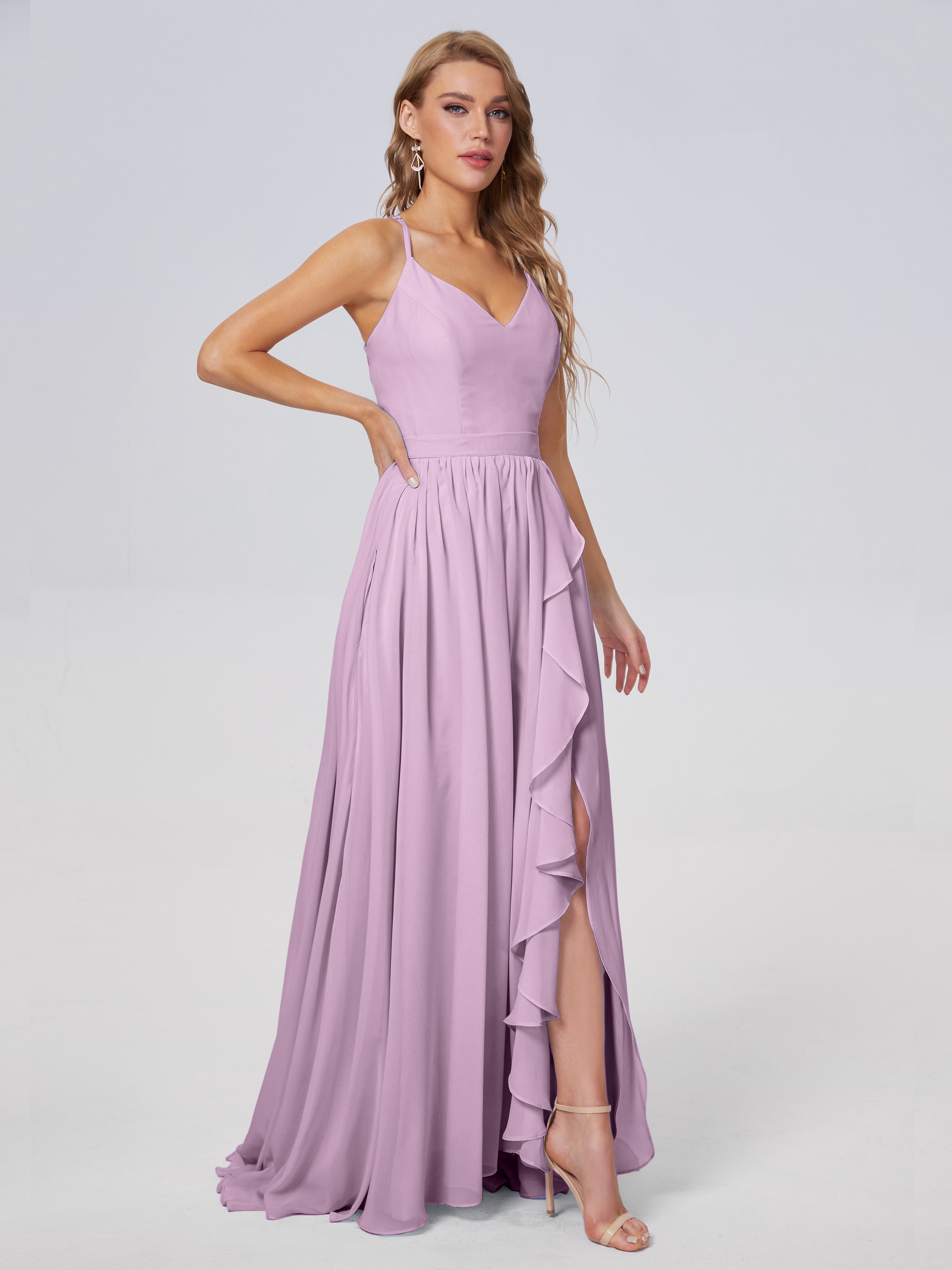 Robes De Demoiselle D'Honneur Glycine Asymétrique Mousseline Robes Demoiselle D'Honneur
