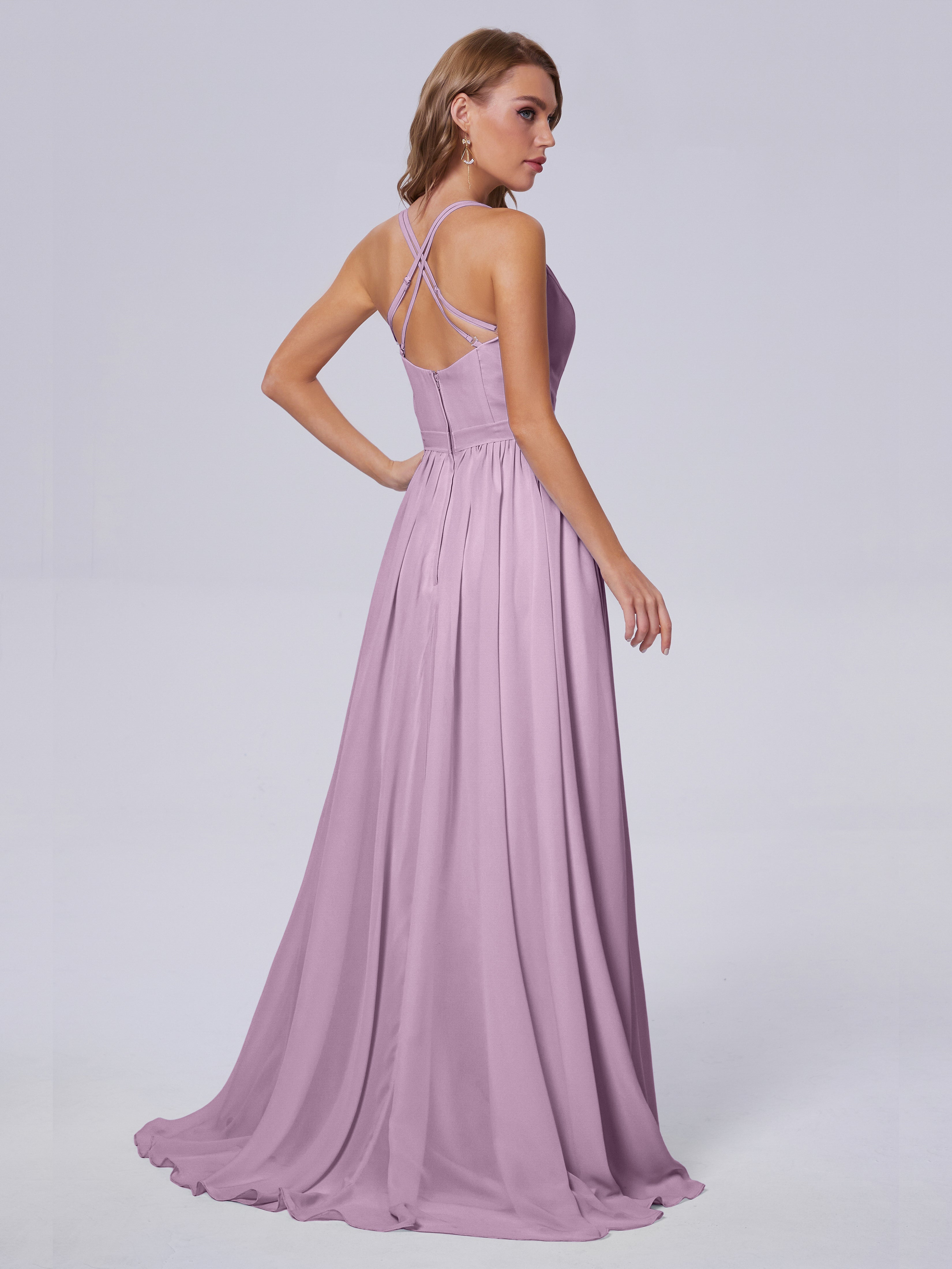 Robes De Demoiselle D'Honneur Glycine Asymétrique Mousseline Robes Demoiselle D'Honneur