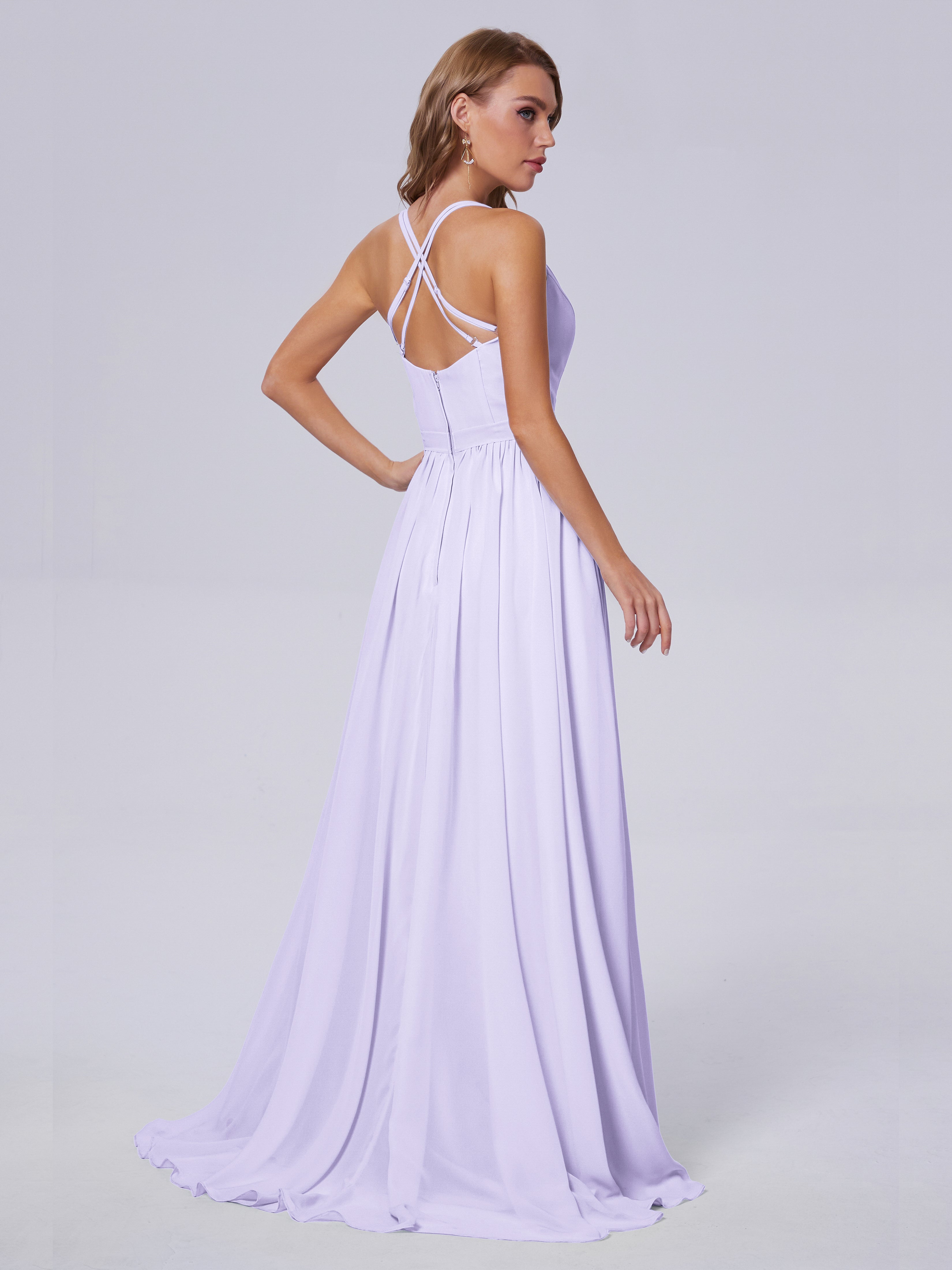Demoiselle Robe Cocktail Robe Lilas Asymétrique Mousseline Robes Demoiselle D'Honneur