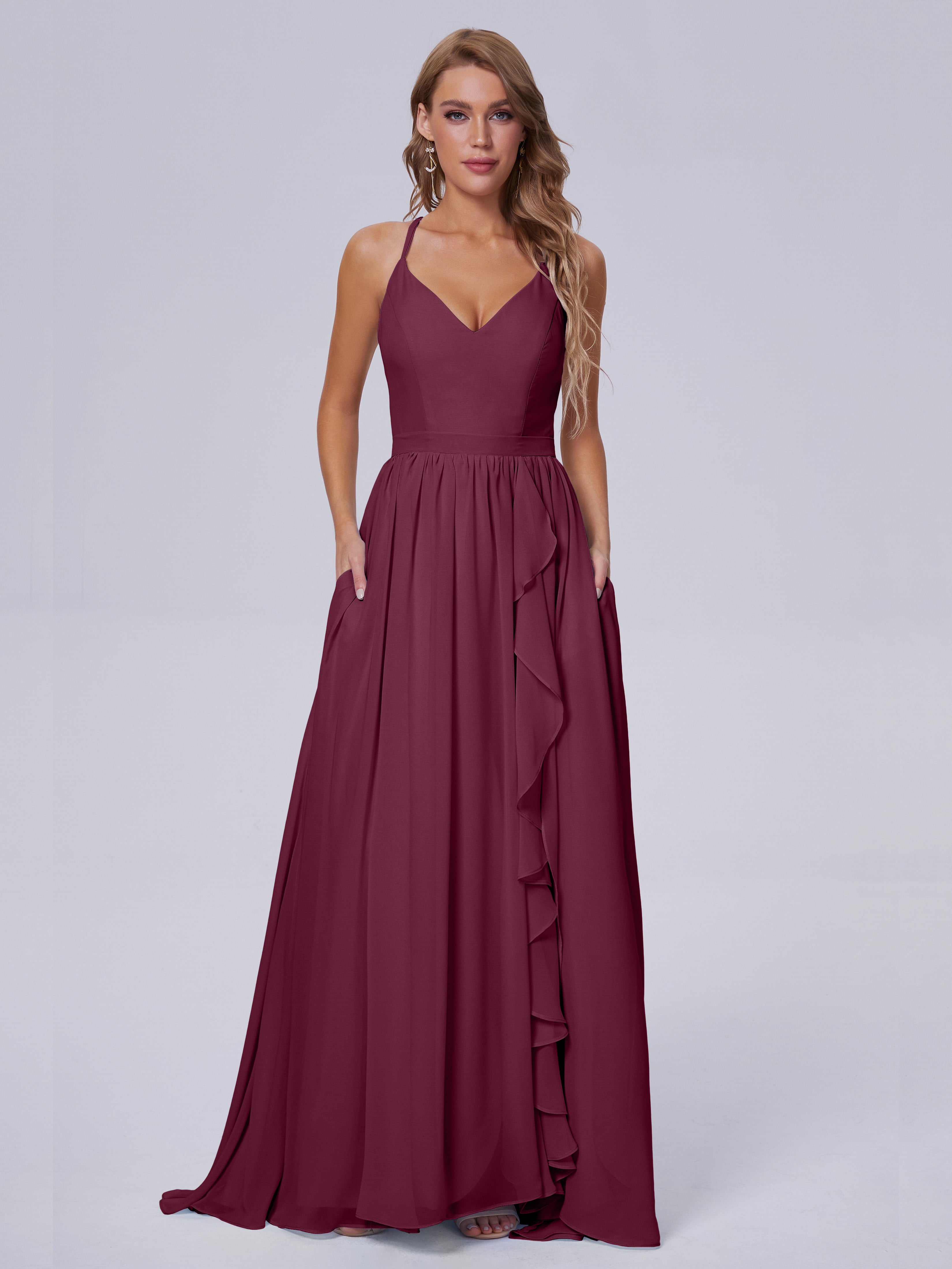 Robes De Demoiselle D'Honneur Mure Asymétrique Mousseline Robes Demoiselle D'Honneur