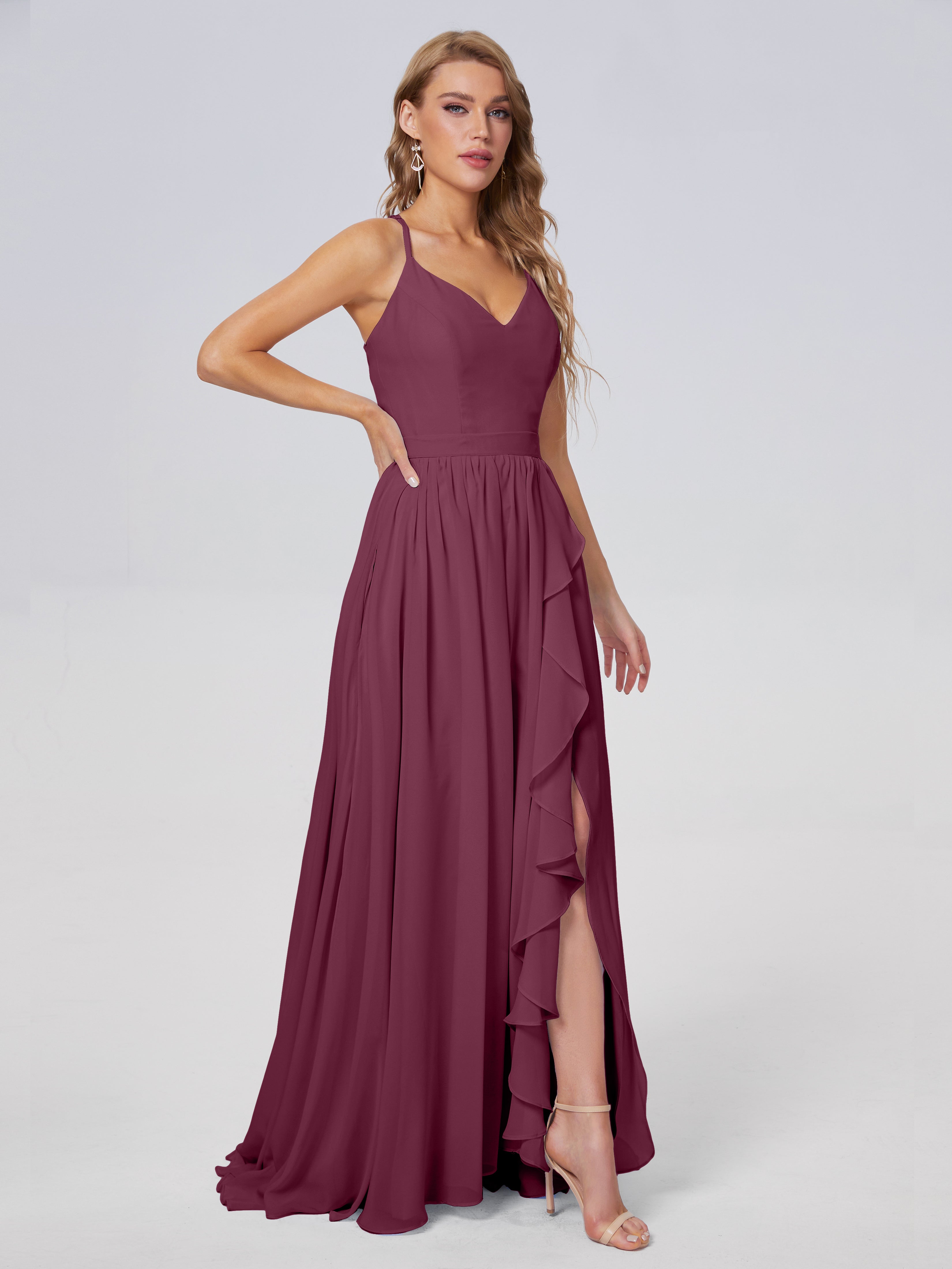 Robes De Demoiselle D'Honneur Mure Asymétrique Mousseline Robes Demoiselle D'Honneur