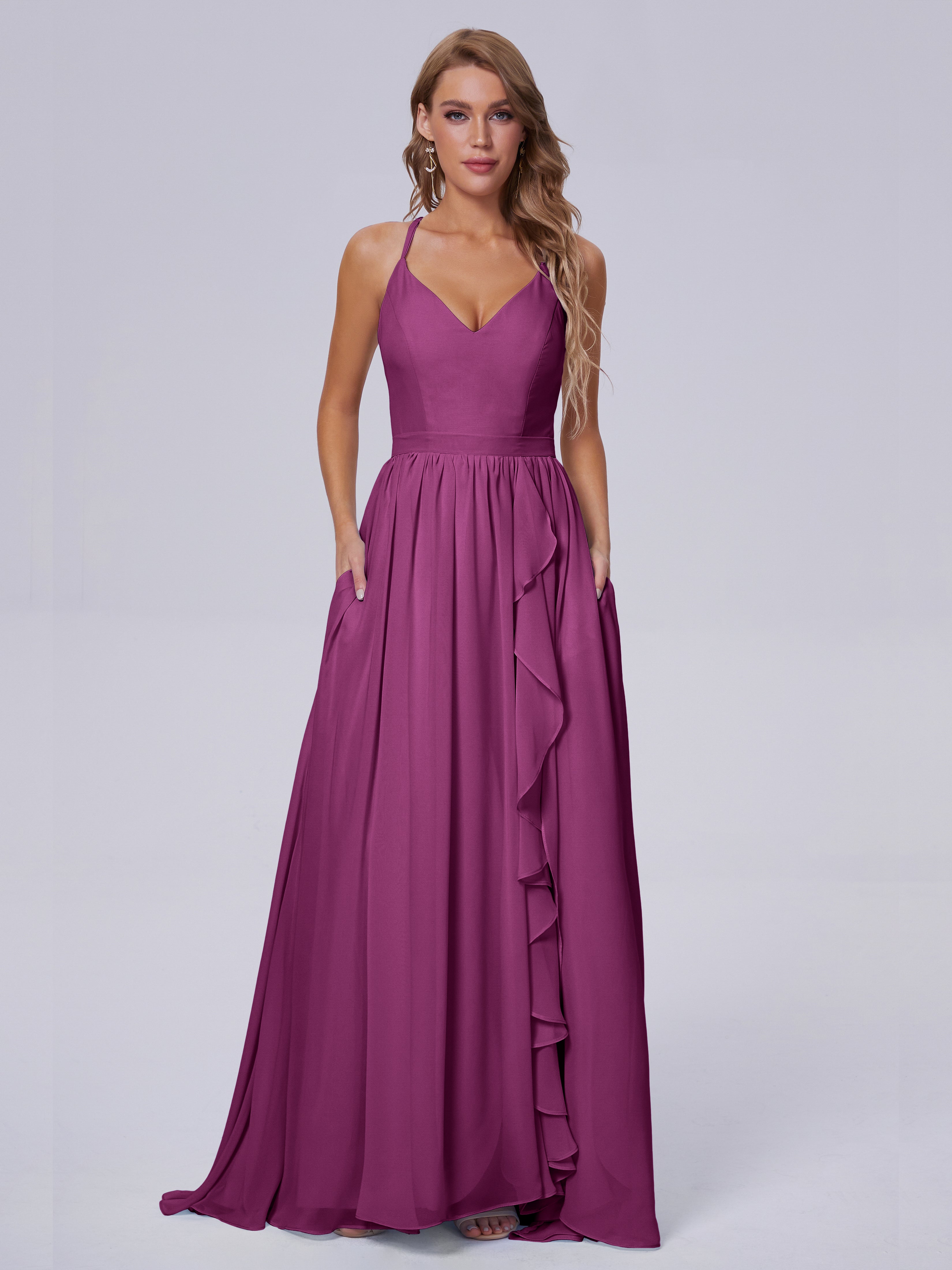 Robes De Demoiselle D'Honneur Orchidée Asymétrique Mousseline Robes Demoiselle D'Honneur