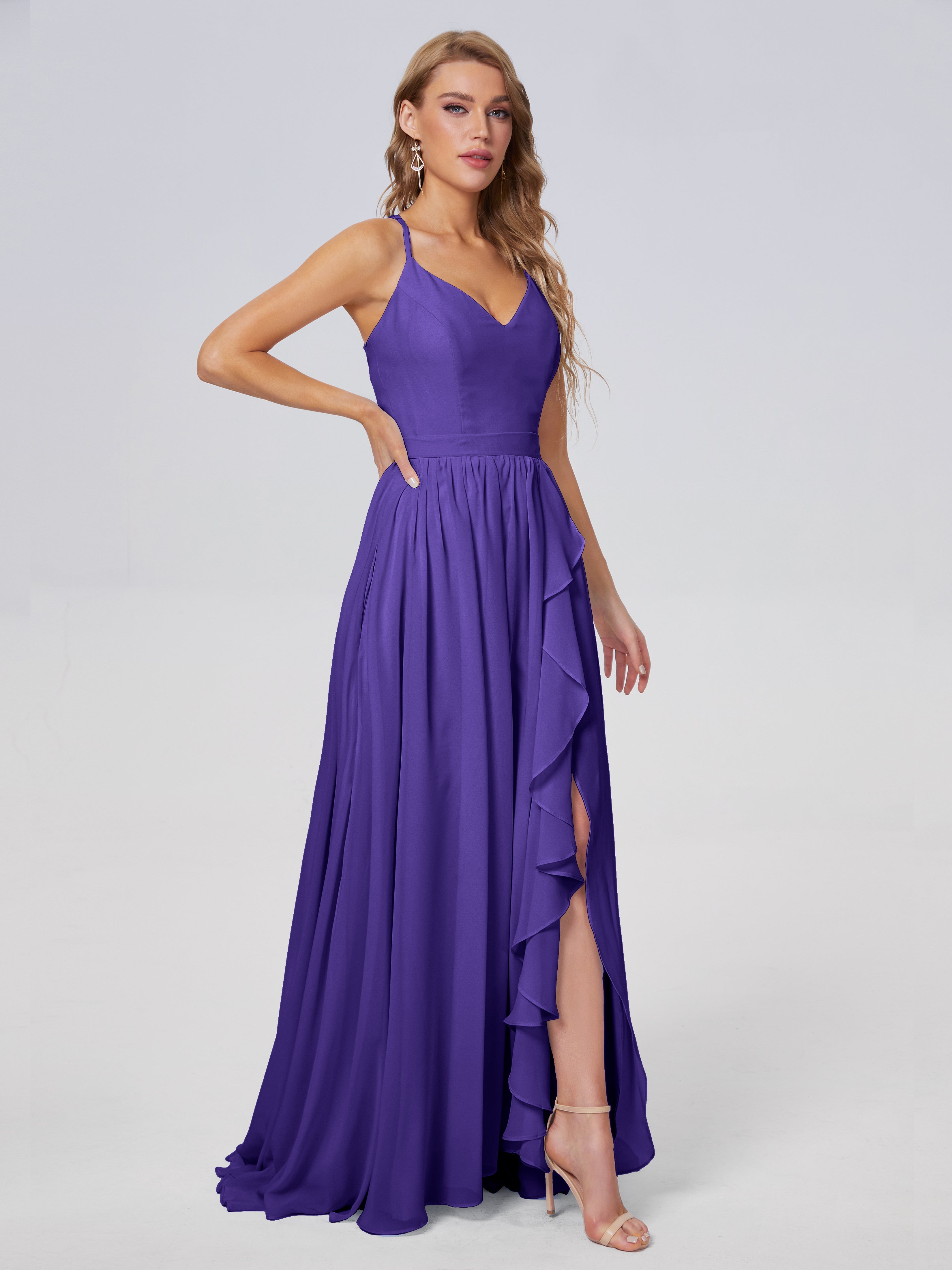 Robes De Demoiselle D'Honneur En Régence Asymétrique Mousseline Robes Demoiselle D'Honneur