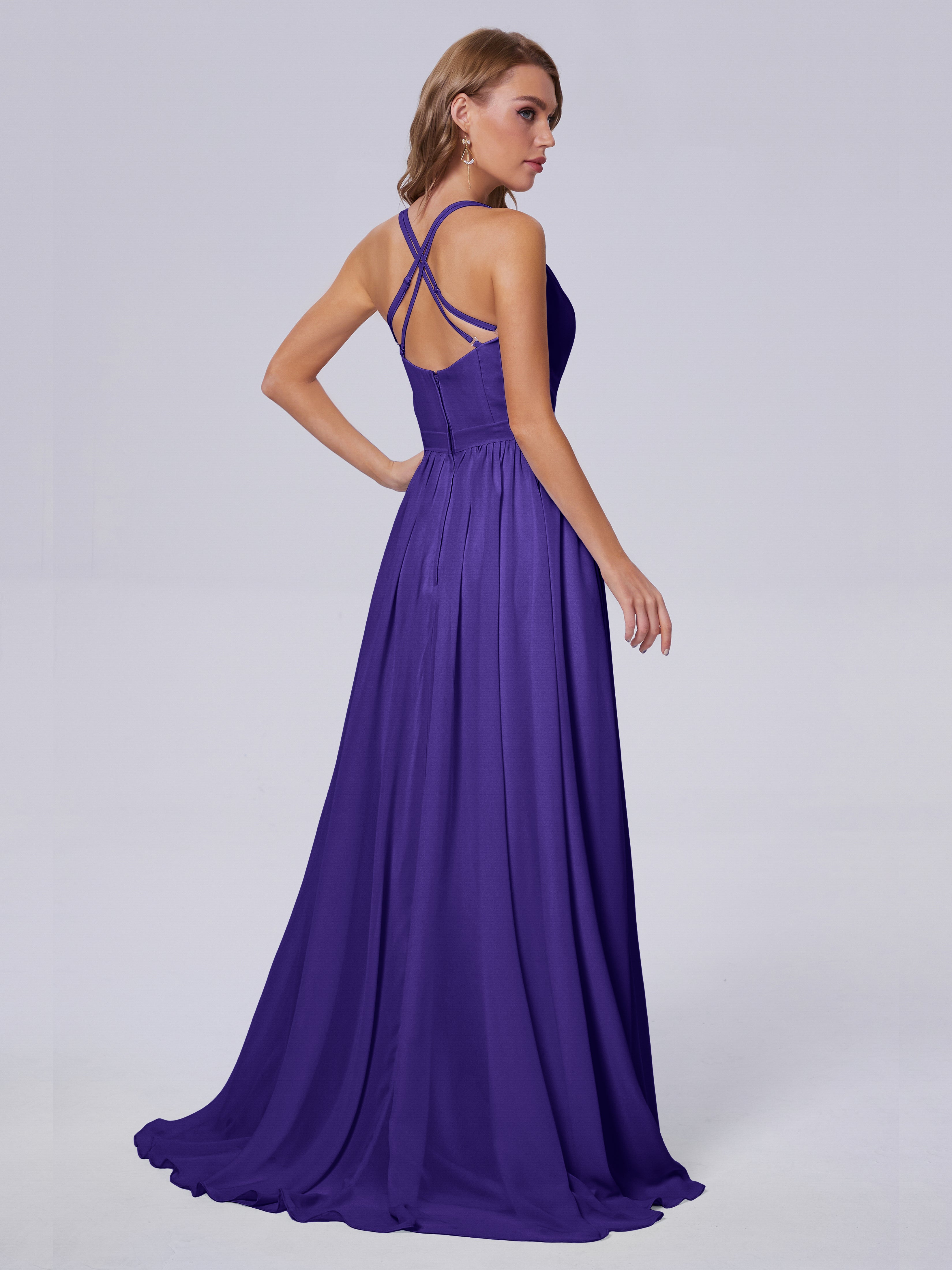 Robes De Demoiselle D'Honneur En Régence Asymétrique Mousseline Robes Demoiselle D'Honneur