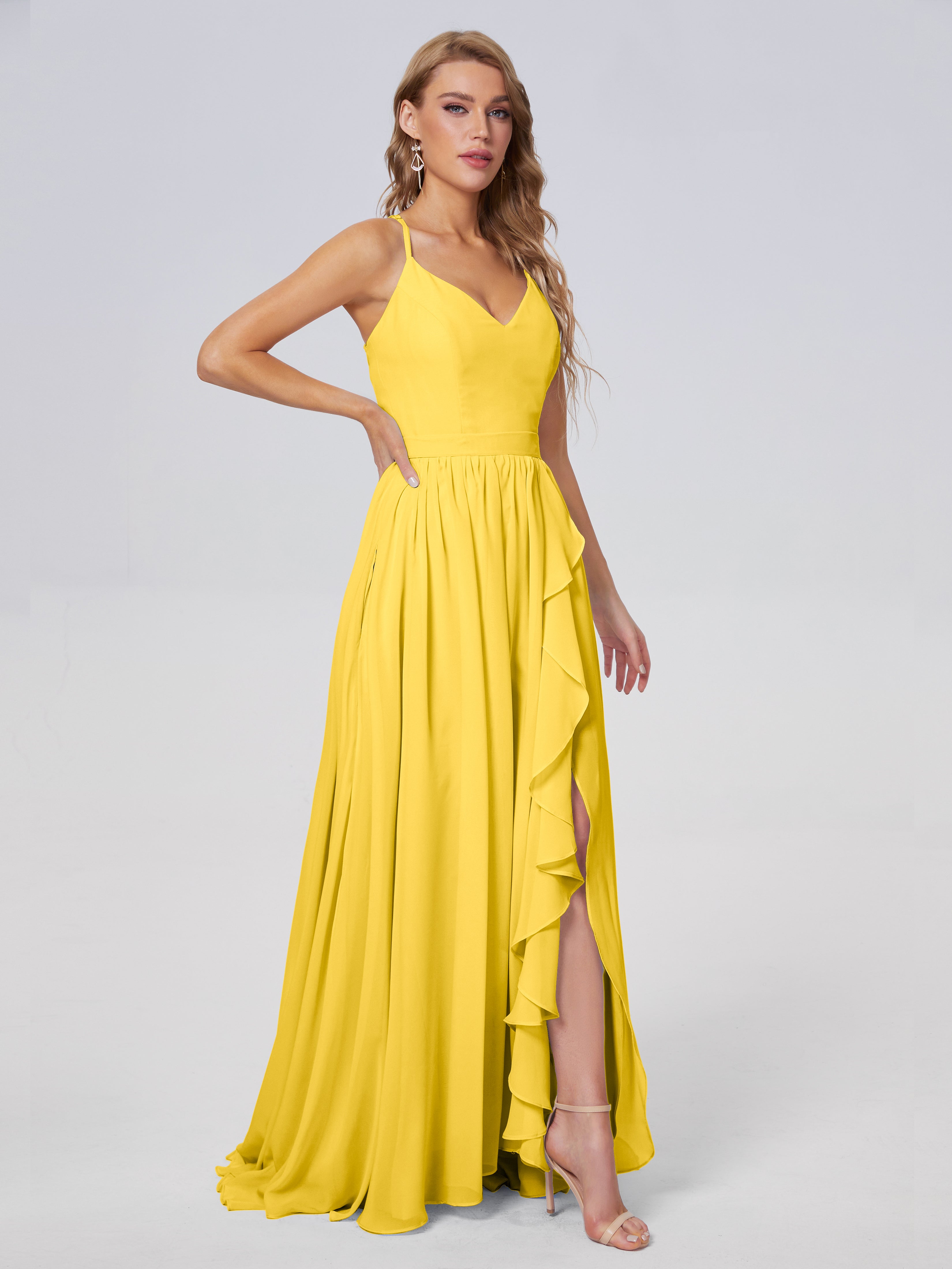 Robe De Demoiselle D'Honneur Souci Asymétrique Mousseline Robes Demoiselle D'Honneur
