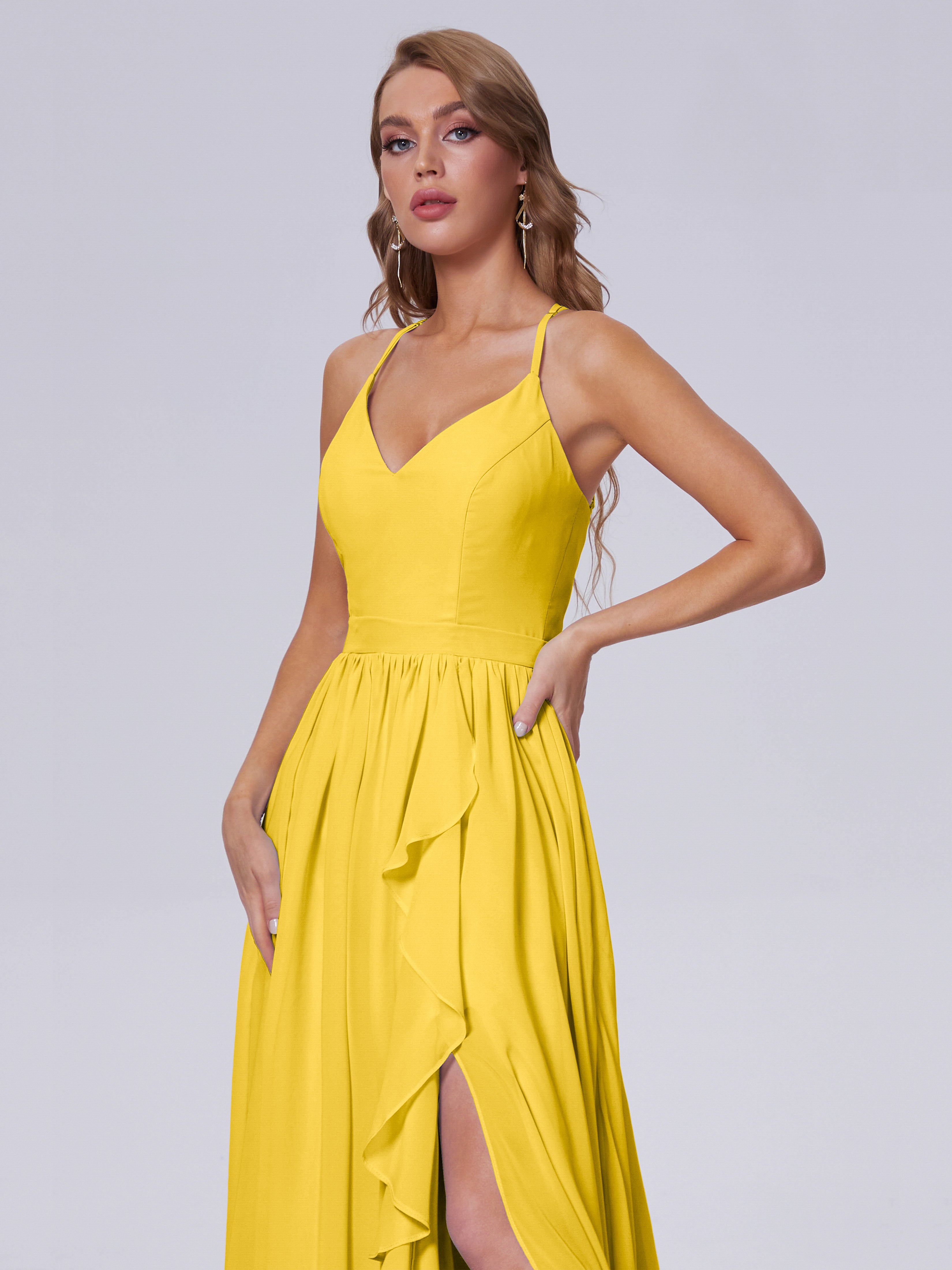 Robe De Demoiselle D'Honneur Souci Asymétrique Mousseline Robes Demoiselle D'Honneur