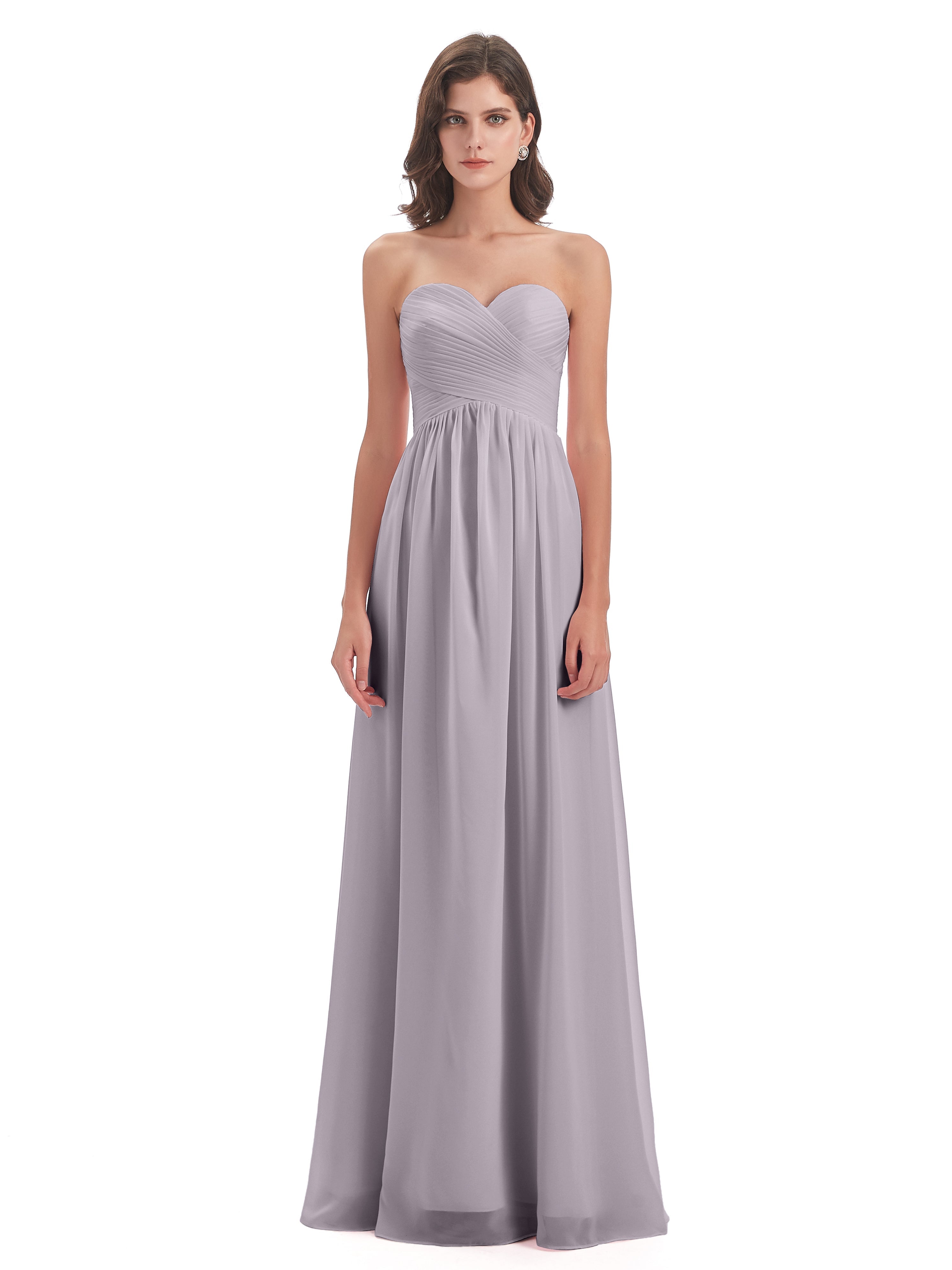 Robes De Demoiselle D'Honneur Crépuscule Col Coeur Sans Manche Mousseline Robes Demoiselle D'Honneur