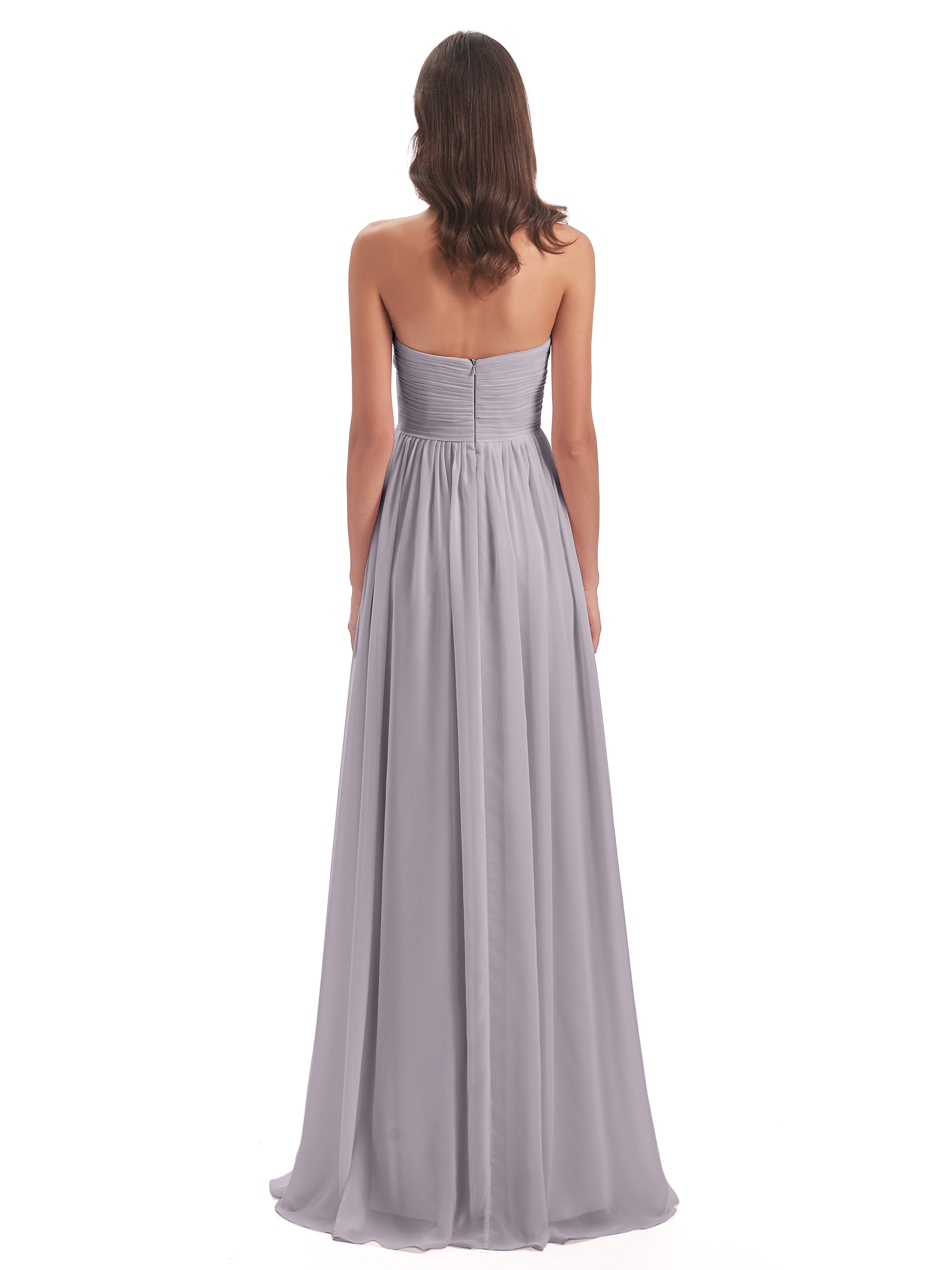 Robes De Demoiselle D'Honneur Crépuscule Col Coeur Sans Manche Mousseline Robes Demoiselle D'Honneur