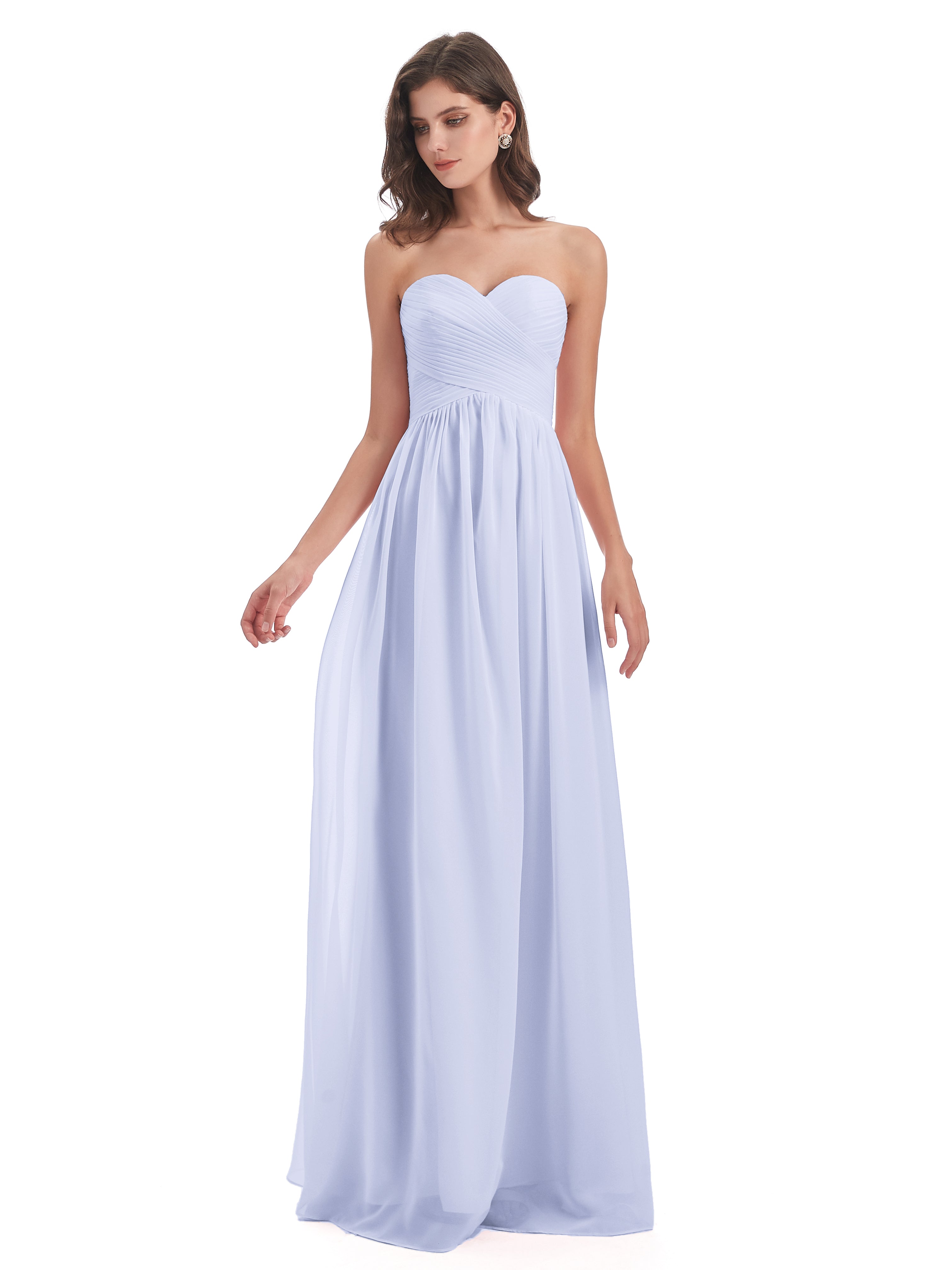 Robe De Demoiselle D'Honneur Lavande Col Coeur Sans Manche Mousseline Robes Demoiselle D'Honneur