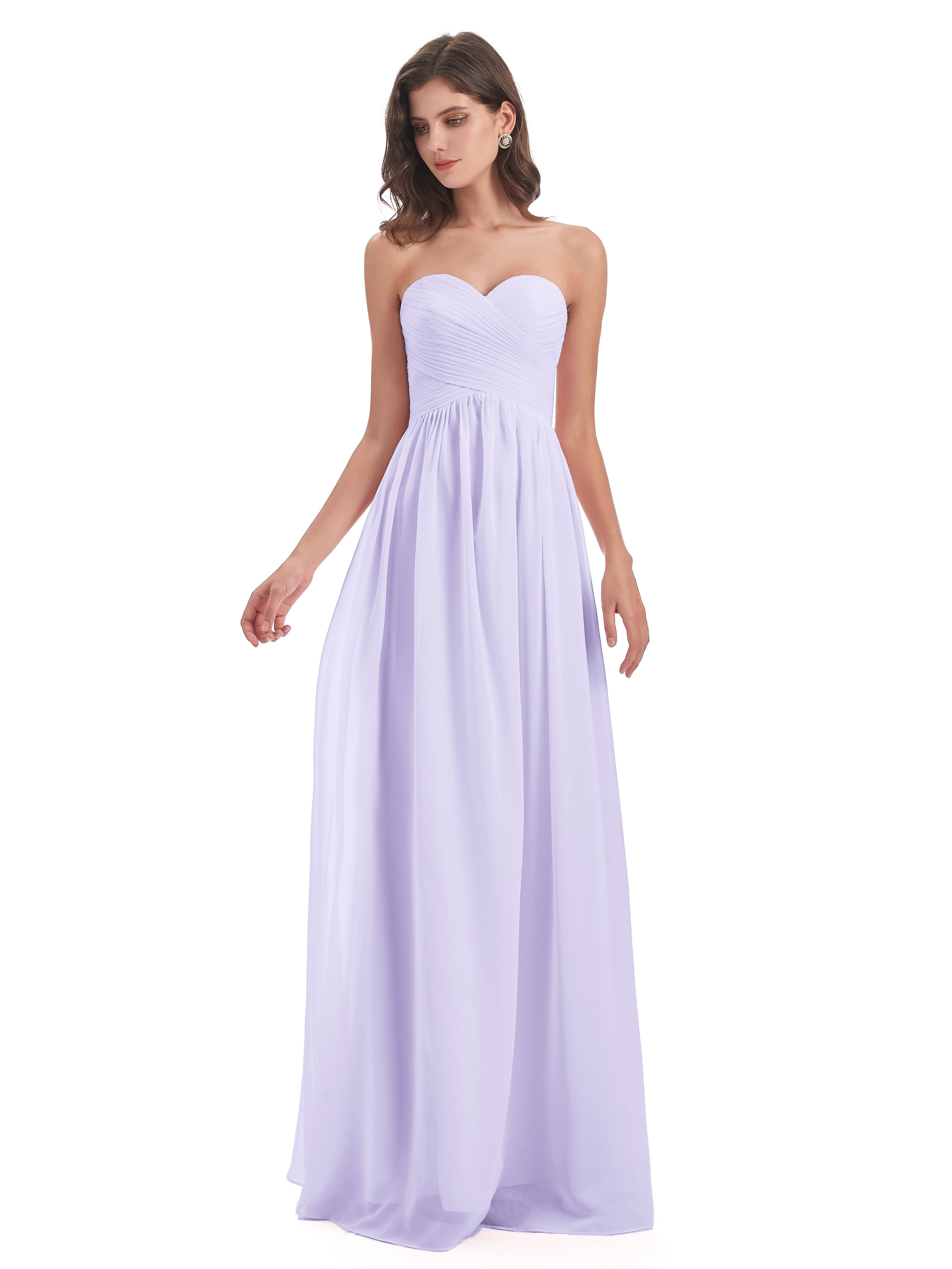 Demoiselle D Honneur Lilas Col Coeur Sans Manche Mousseline Robes Demoiselle D'Honneur