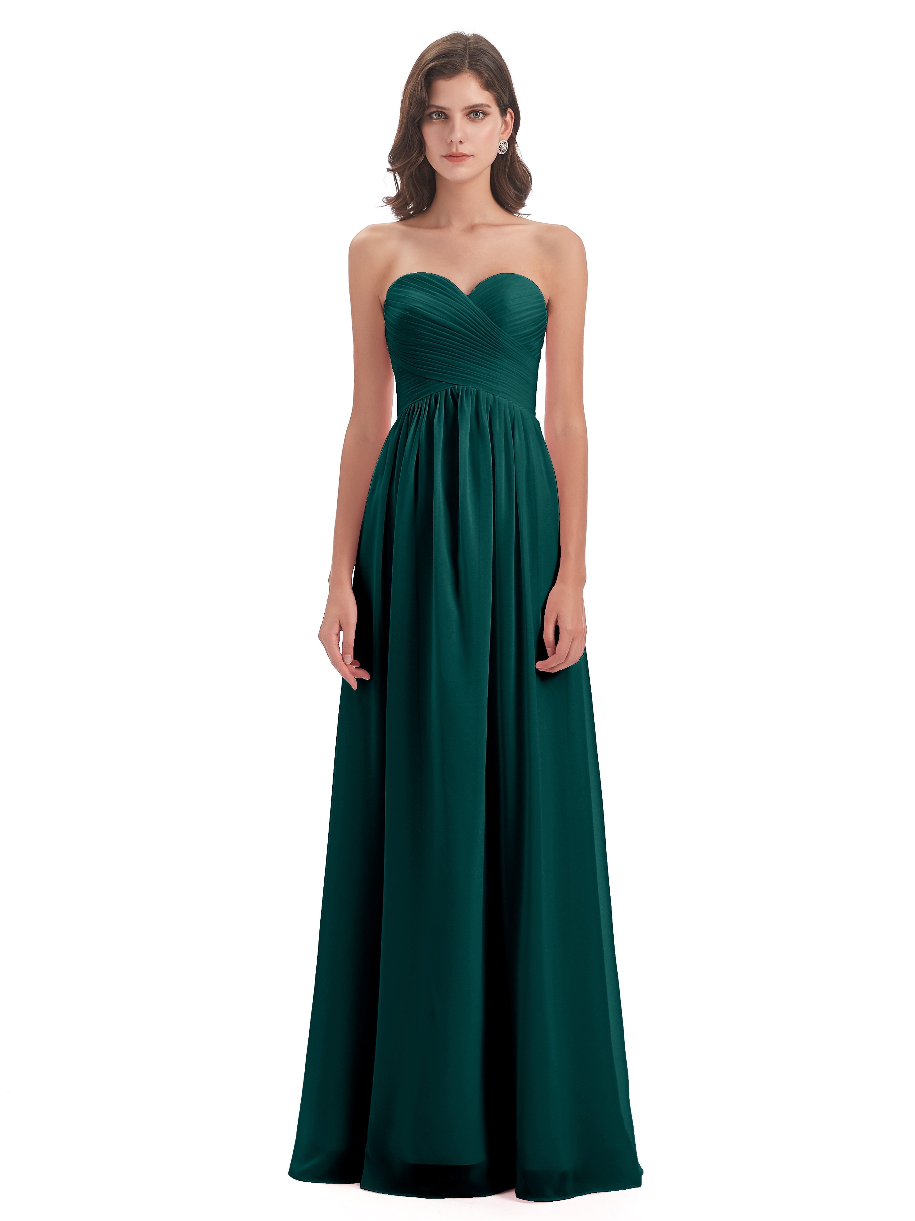 Demoiselle D'Honneur De Paon Col Coeur Sans Manche Mousseline Robes Demoiselle D'Honneur