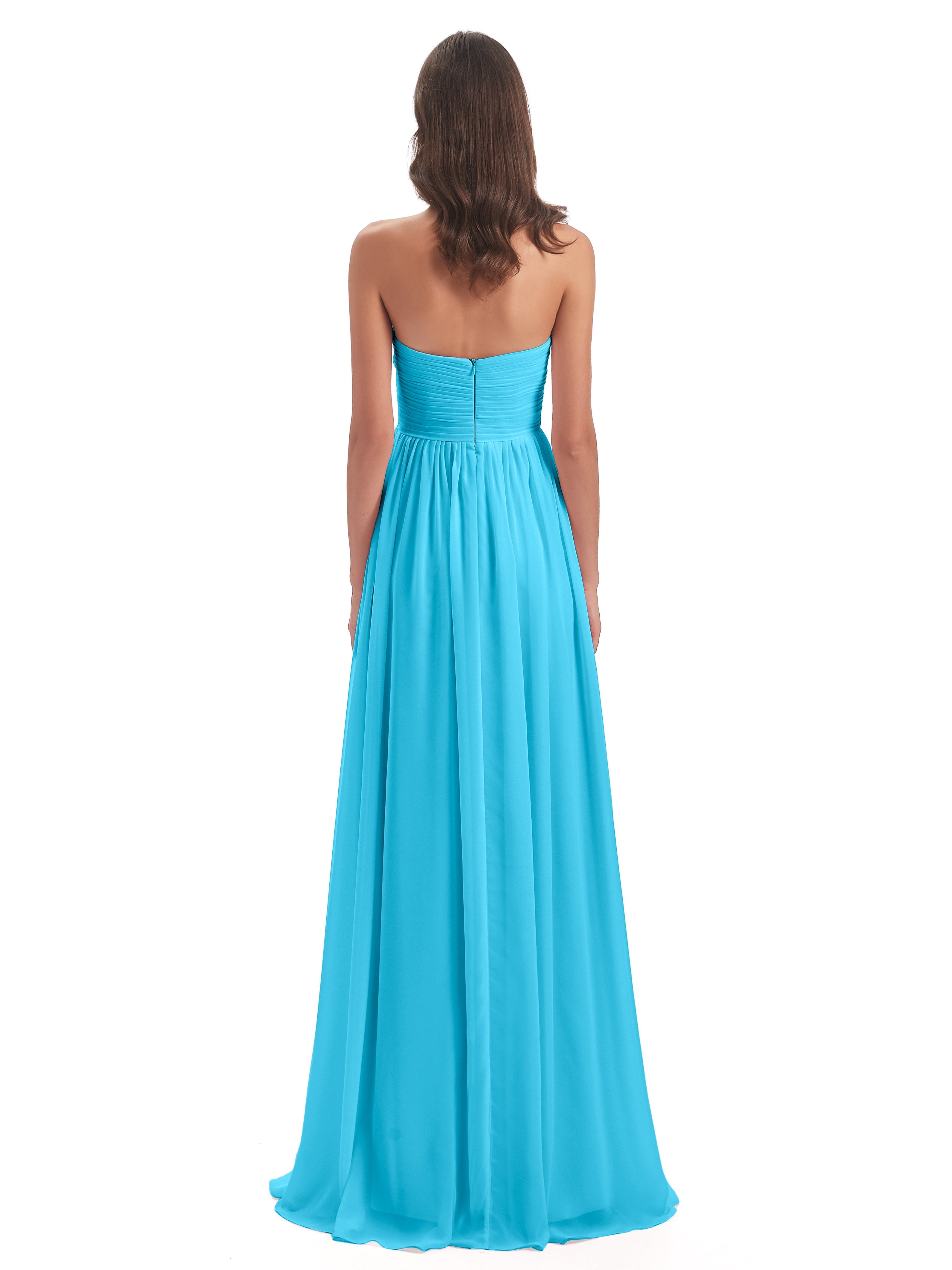 Robe De Demoiselle D'Honneur En Piscine Col Coeur Sans Manche Mousseline Robes Demoiselle D'Honneur