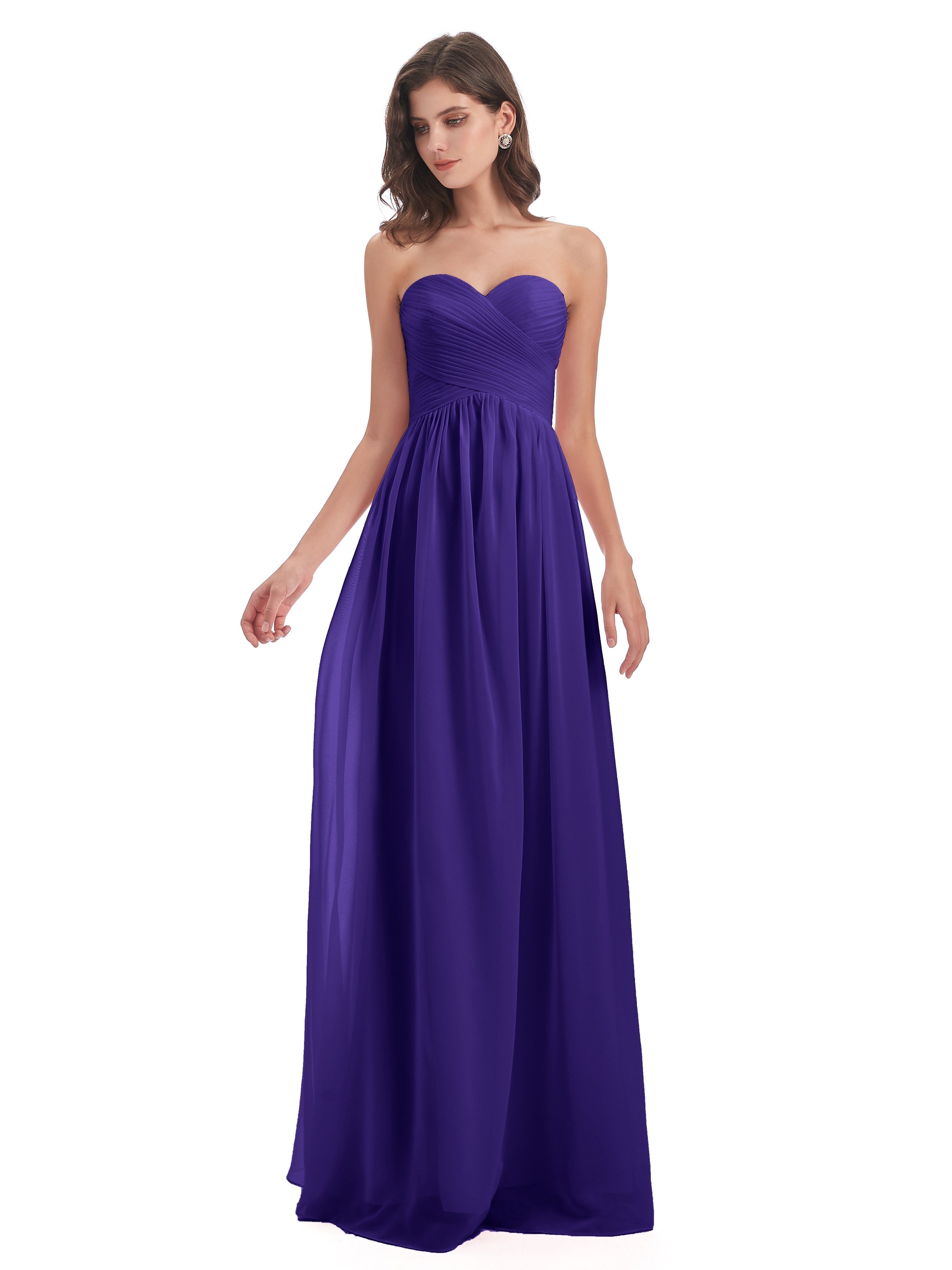 Robes De Demoiselle D'Honneur En Régence Col Coeur Sans Manche Mousseline Robes Demoiselle D'Honneur