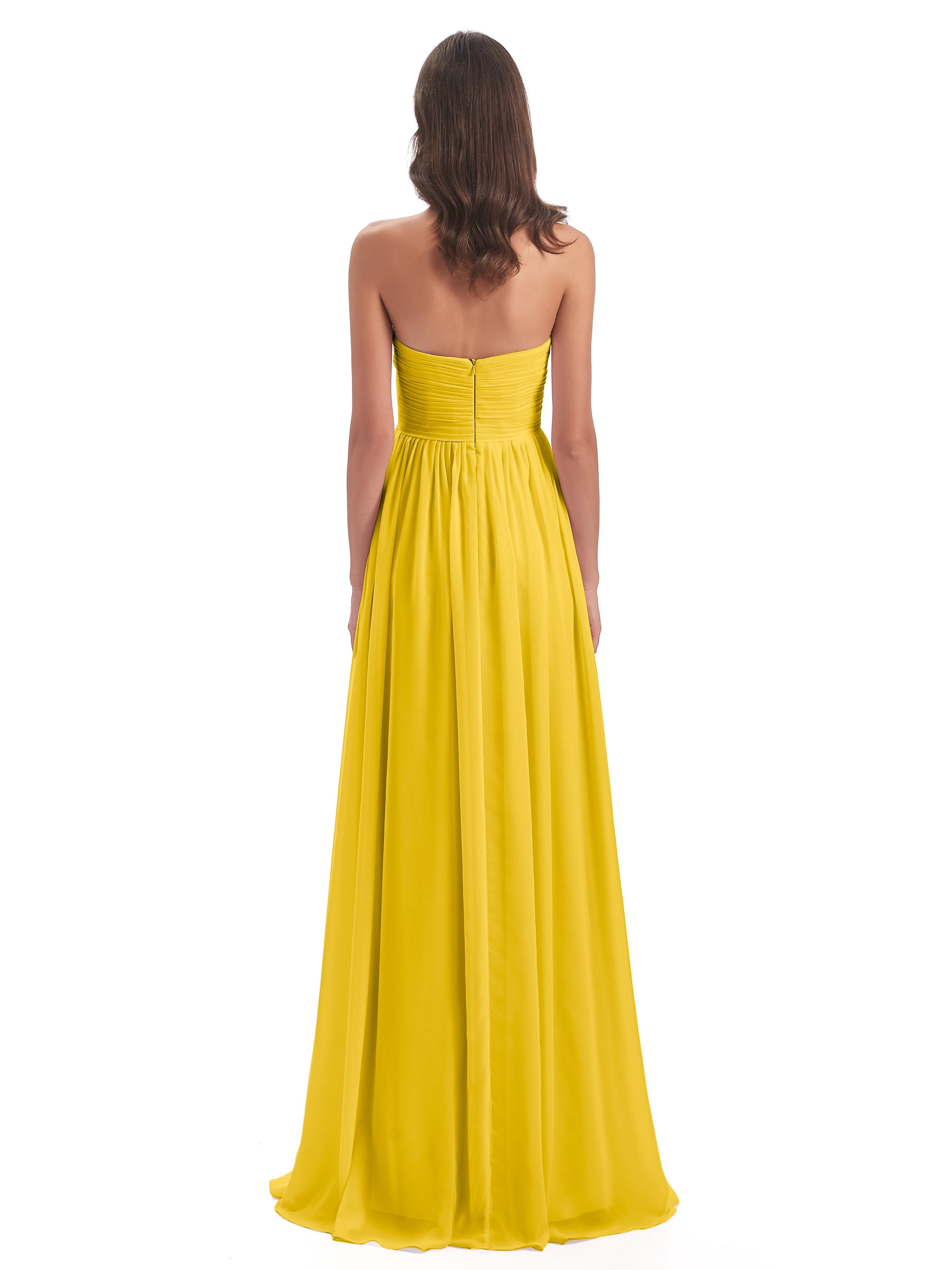Robe De Demoiselle D'Honneur Souci Col Coeur Sans Manche Mousseline Robes Demoiselle D'Honneur