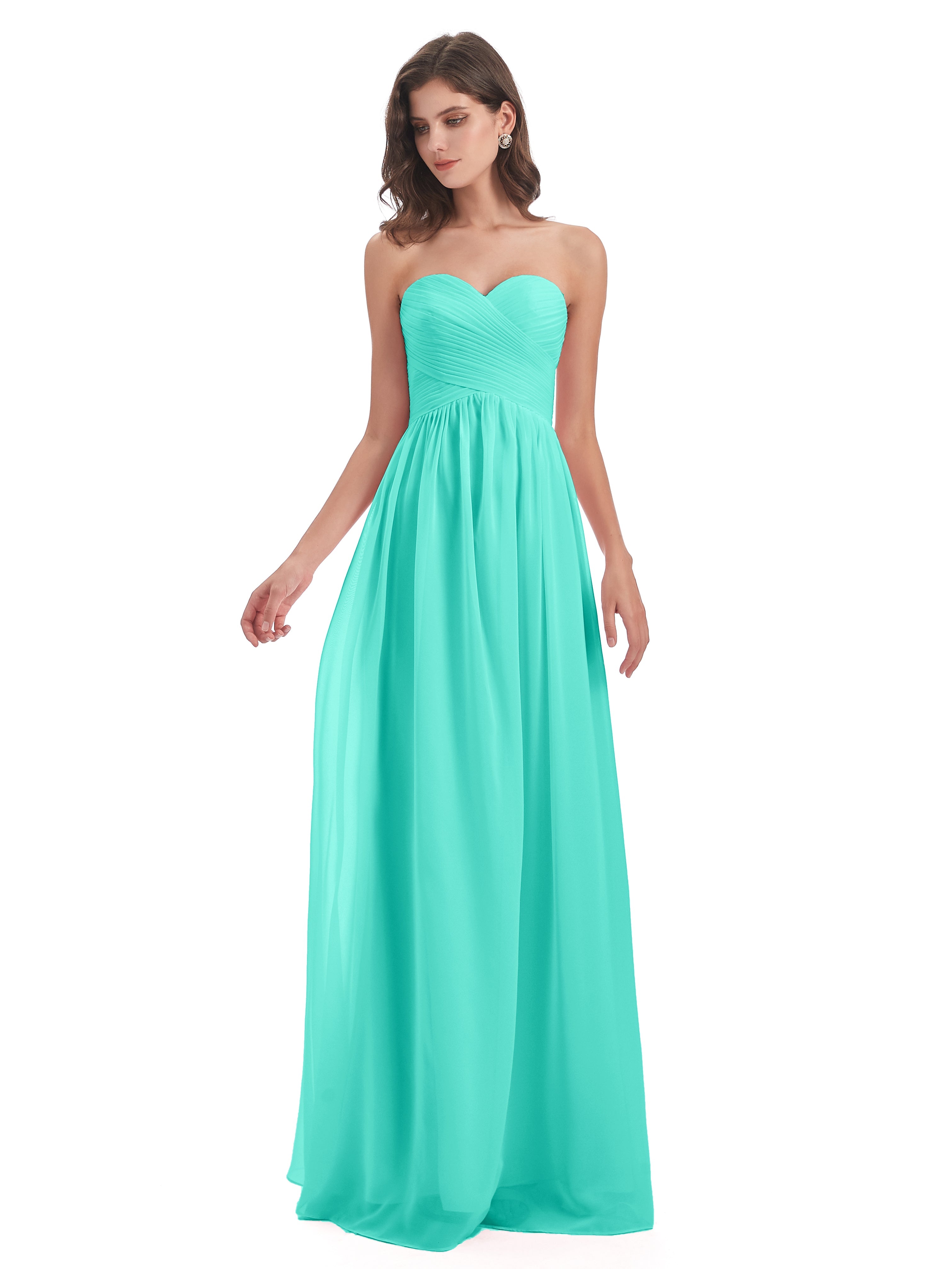 Robes De Demoiselle D'Honneur Spa Col Coeur Sans Manche Mousseline Robes Demoiselle D'Honneur