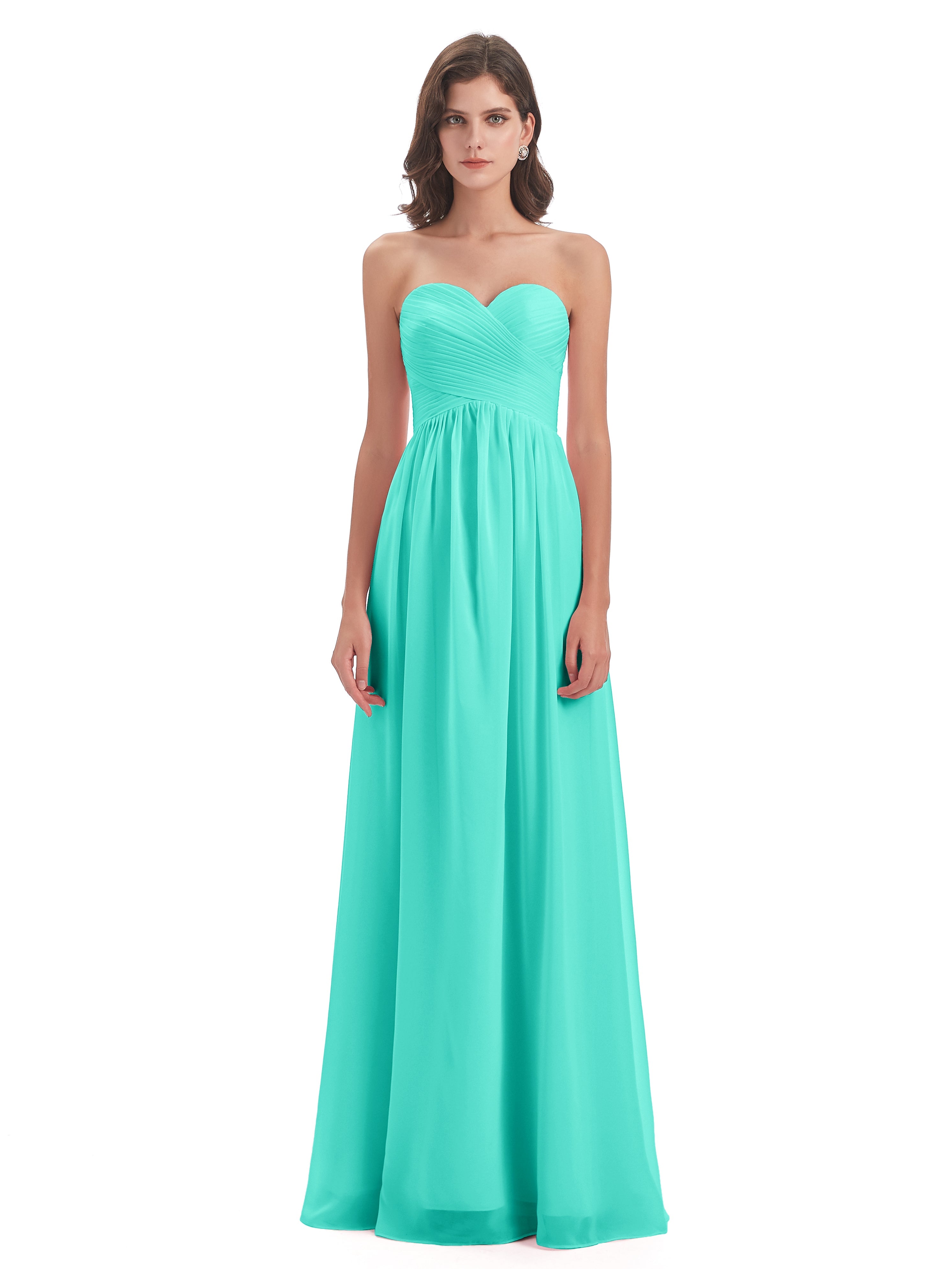 Robes De Demoiselle D'Honneur Spa Col Coeur Sans Manche Mousseline Robes Demoiselle D'Honneur