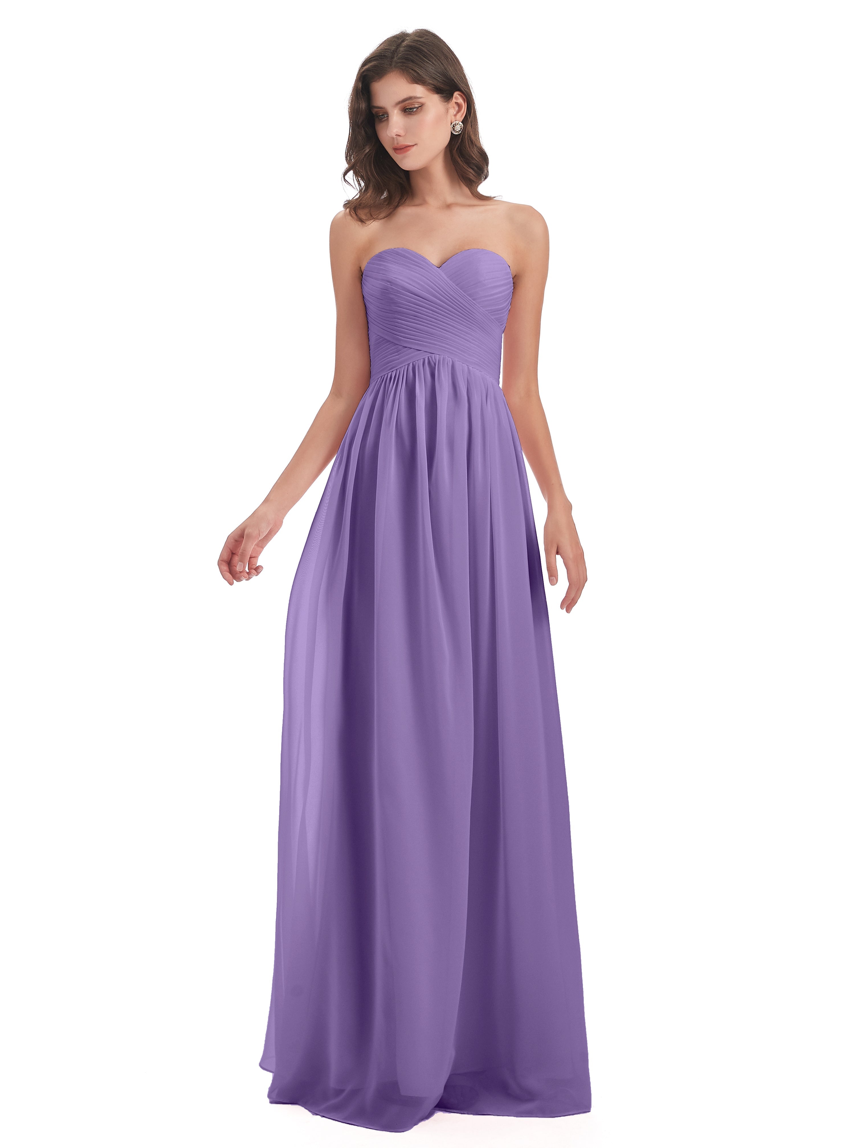 Robes De Demoiselle D'Honneur Tahiti Col Coeur Sans Manche Mousseline Robes Demoiselle D'Honneur