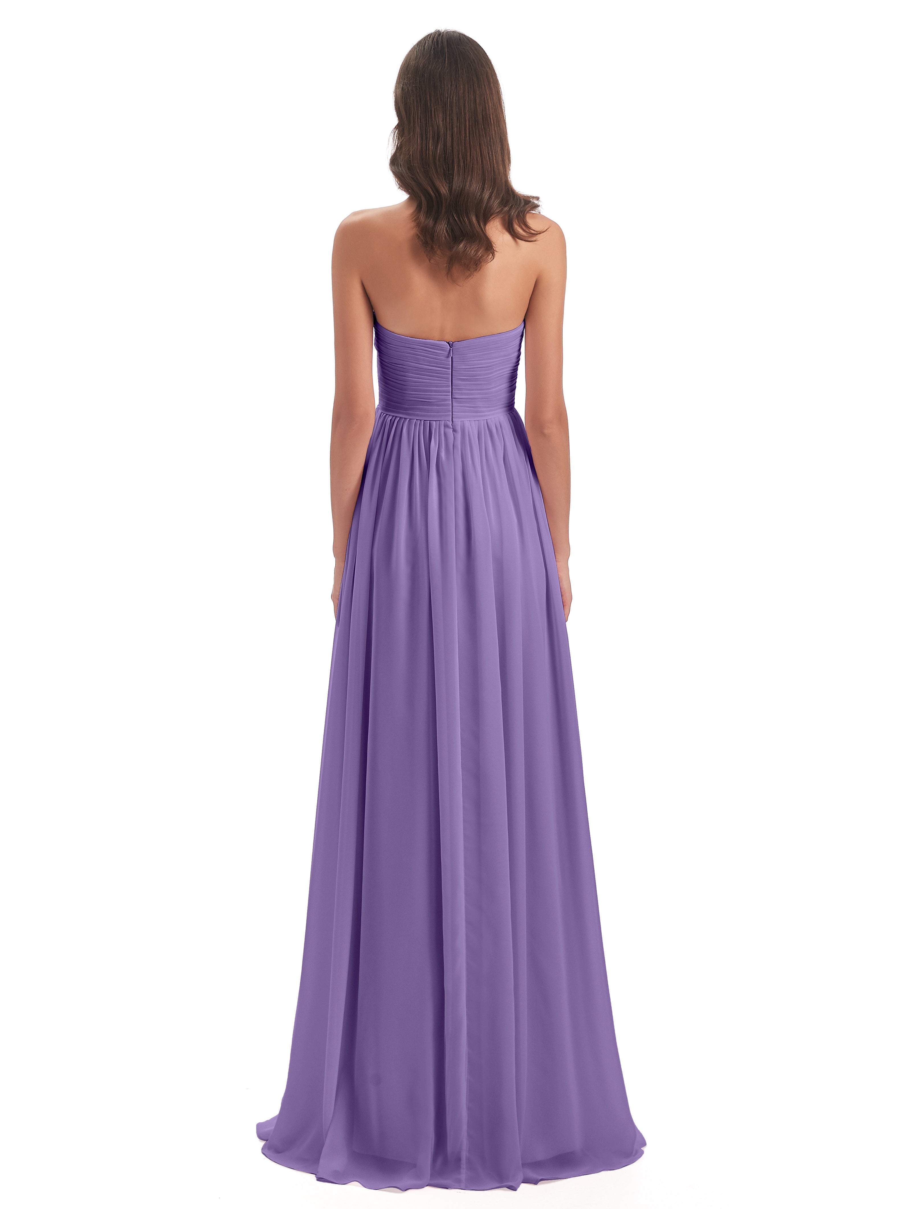 Robes De Demoiselle D'Honneur Tahiti Col Coeur Sans Manche Mousseline Robes Demoiselle D'Honneur