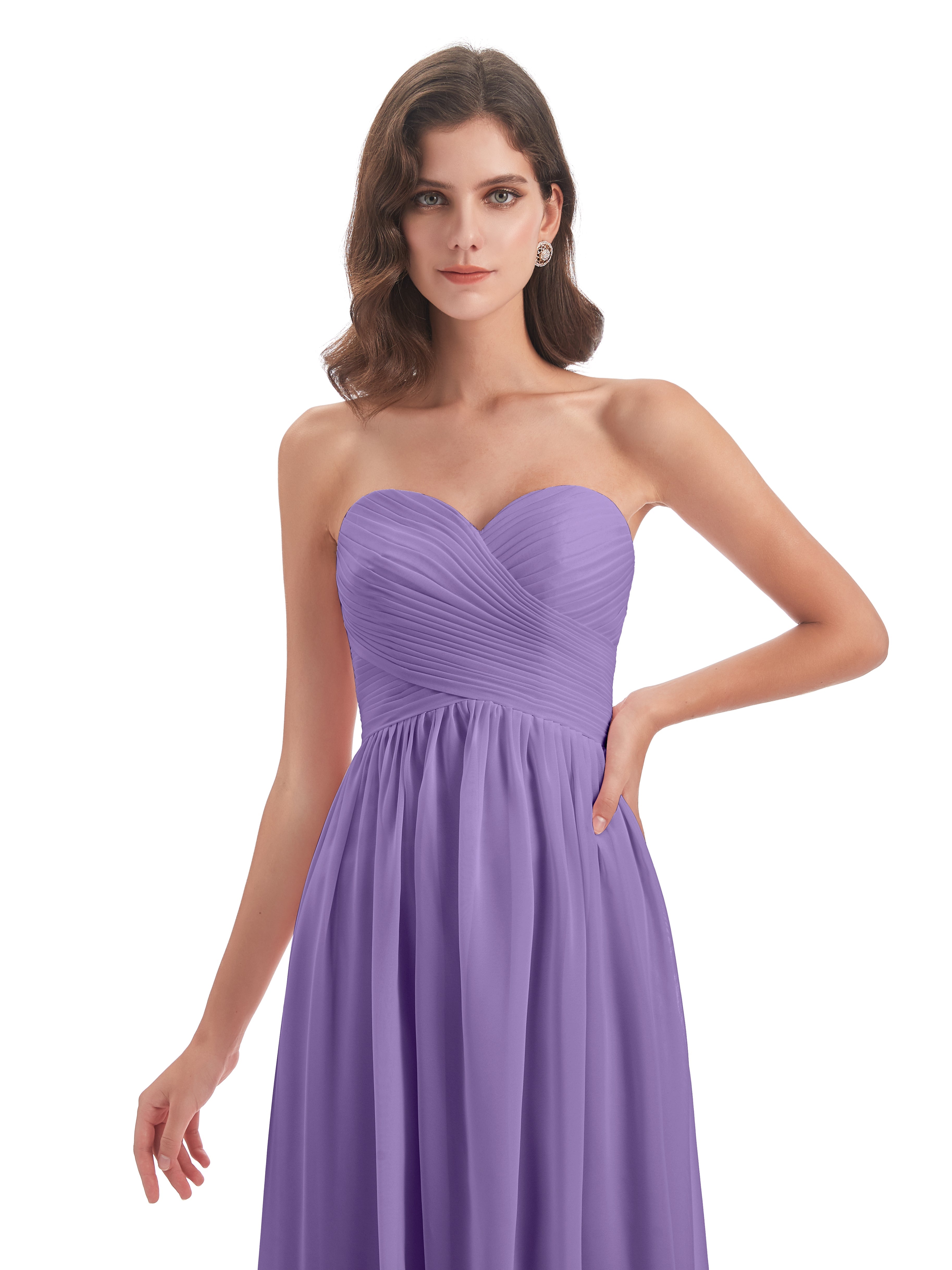 Robes De Demoiselle D'Honneur Tahiti Col Coeur Sans Manche Mousseline Robes Demoiselle D'Honneur