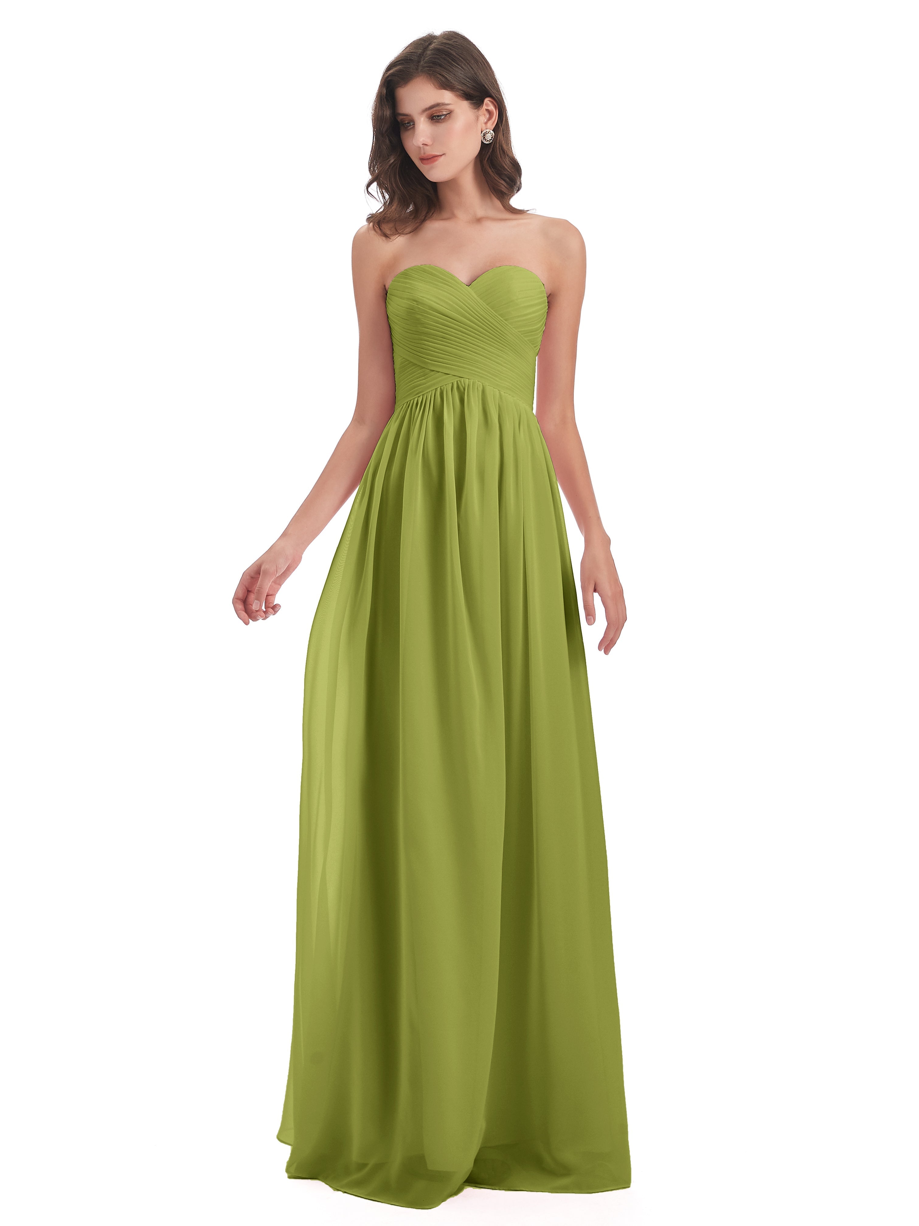 Robes De Demoiselle D'Honneur Trèfle Col Coeur Sans Manche Mousseline Robes Demoiselle D'Honneur