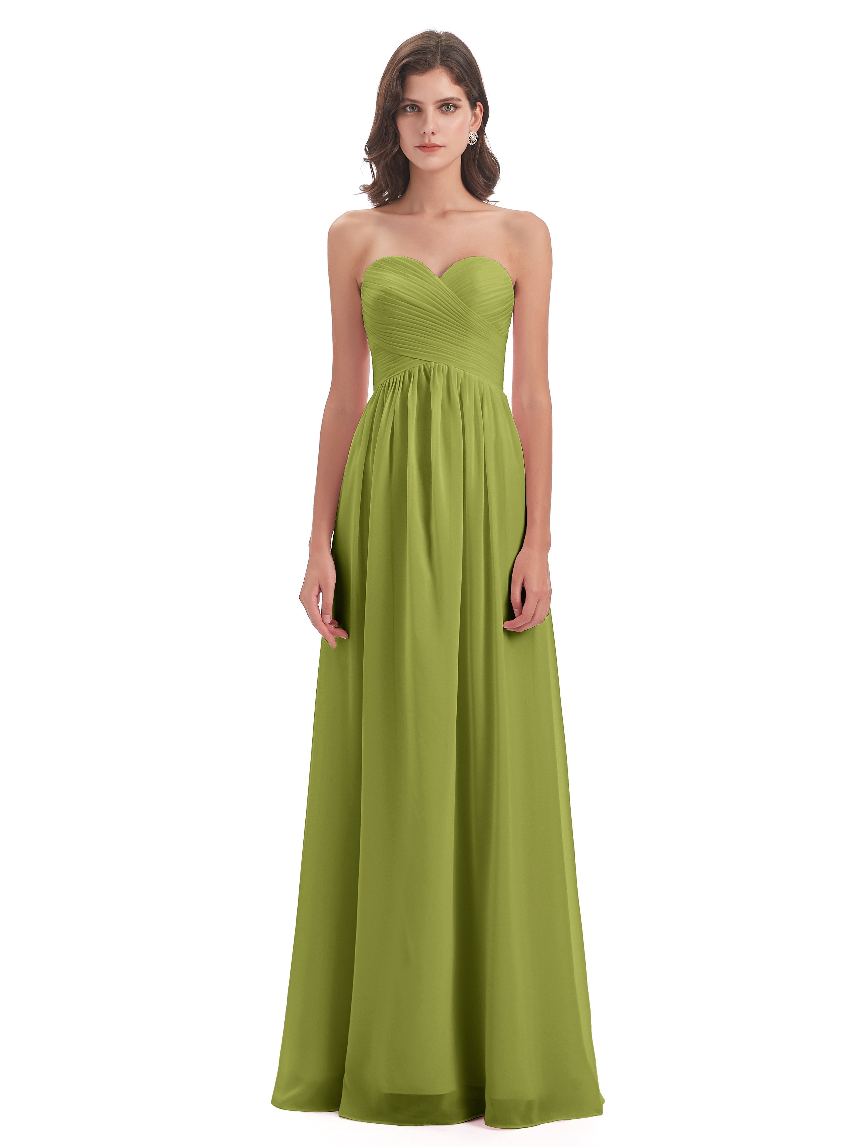 Robes De Demoiselle D'Honneur Trèfle Col Coeur Sans Manche Mousseline Robes Demoiselle D'Honneur
