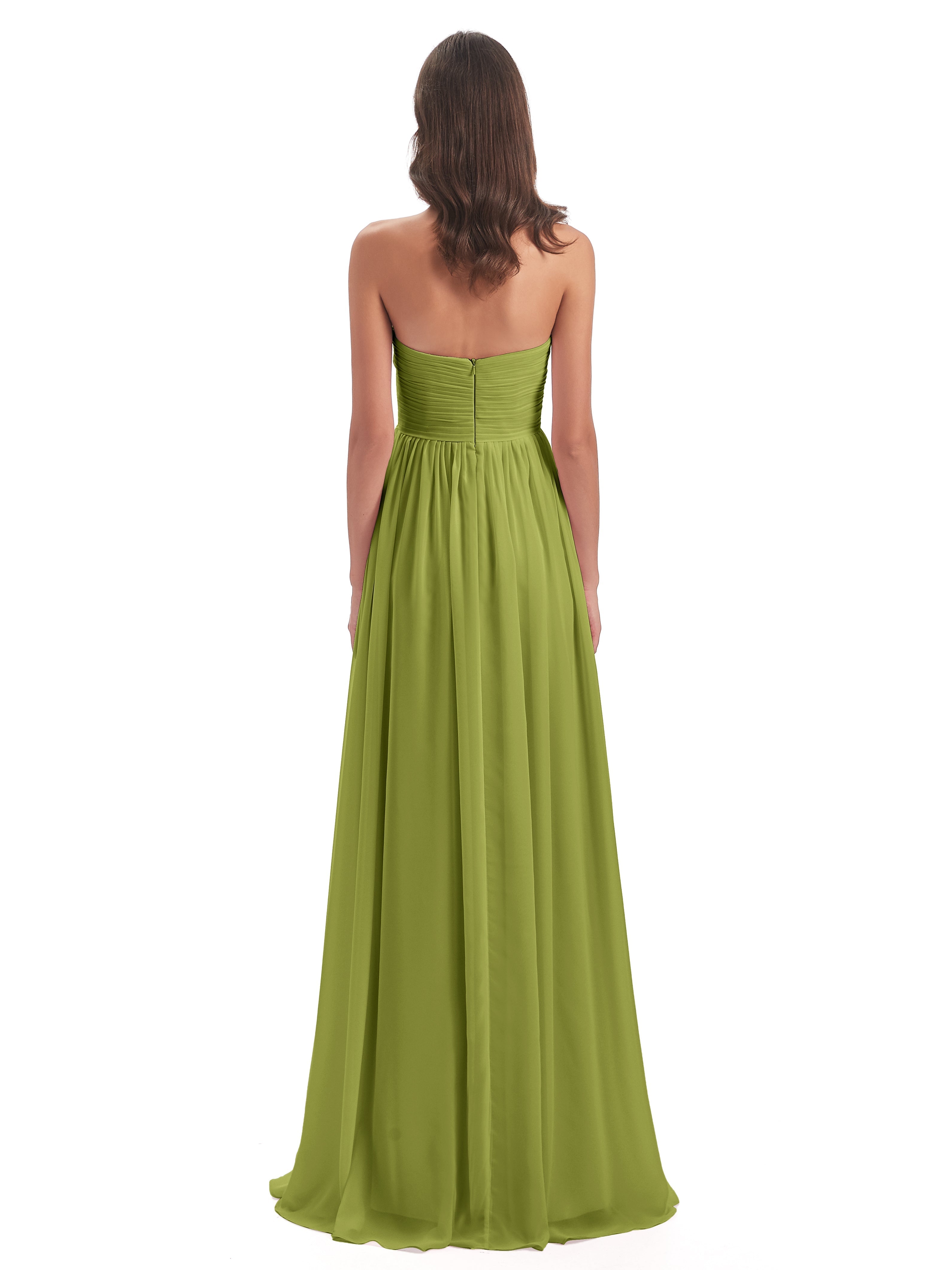 Robes De Demoiselle D'Honneur Trèfle Col Coeur Sans Manche Mousseline Robes Demoiselle D'Honneur