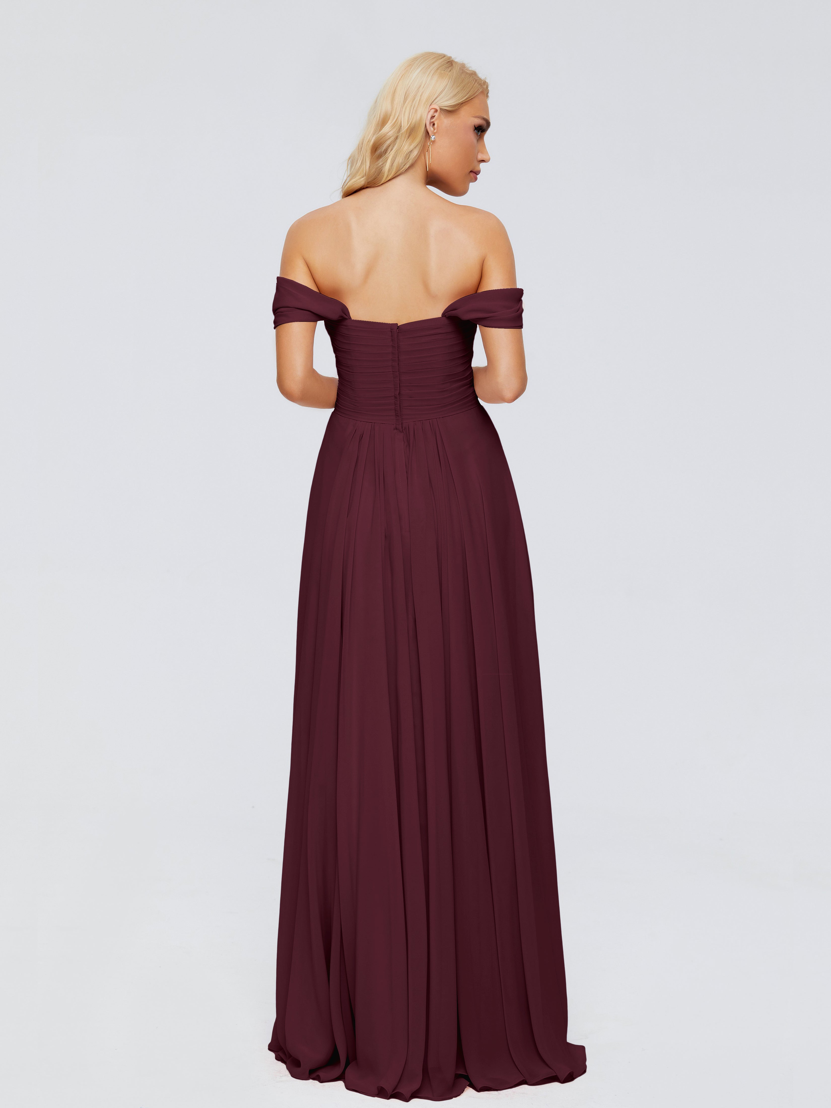 Robes De Demoiselle D'Honneur Cabernet Trapèze Encolure Dégagée Mousseline Robes Demoiselle D'Honneur