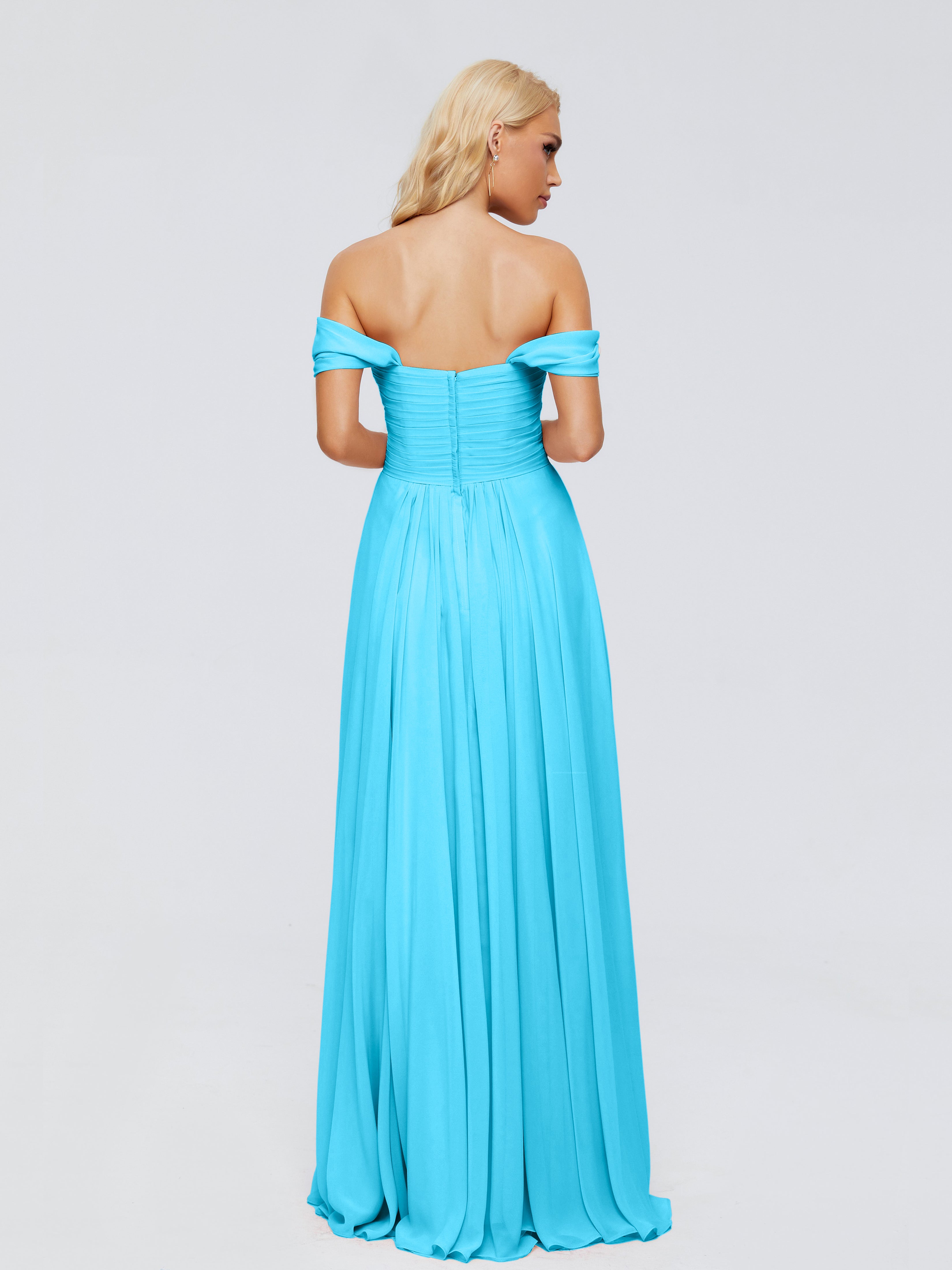 Robe De Demoiselle D'Honneur En Piscine Trapèze Encolure Dégagée Mousseline Robes Demoiselle D'Honneur