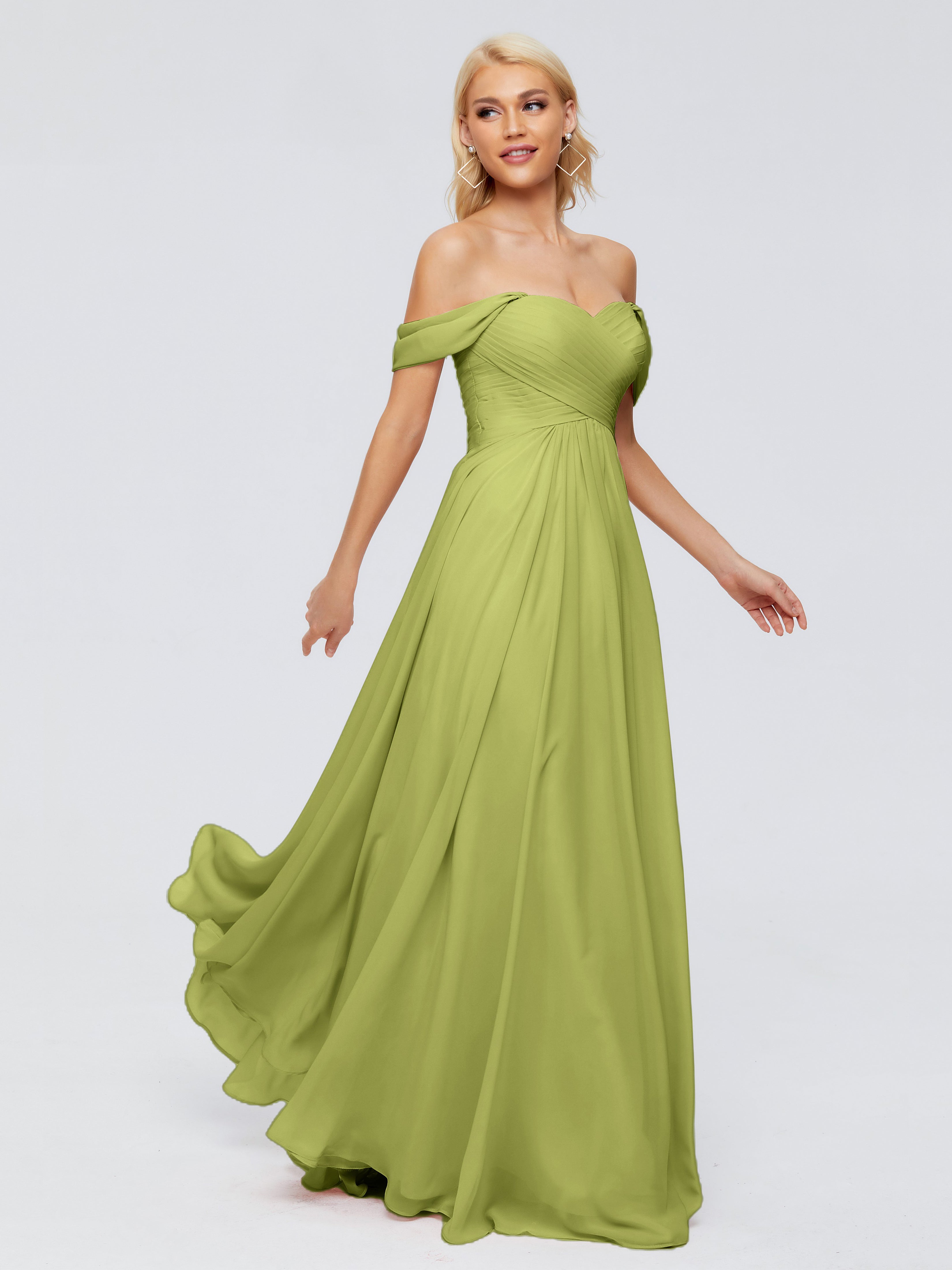 Robes De Demoiselle D'Honneur Trèfle Trapèze Encolure Dégagée Mousseline Robes Demoiselle D'Honneur