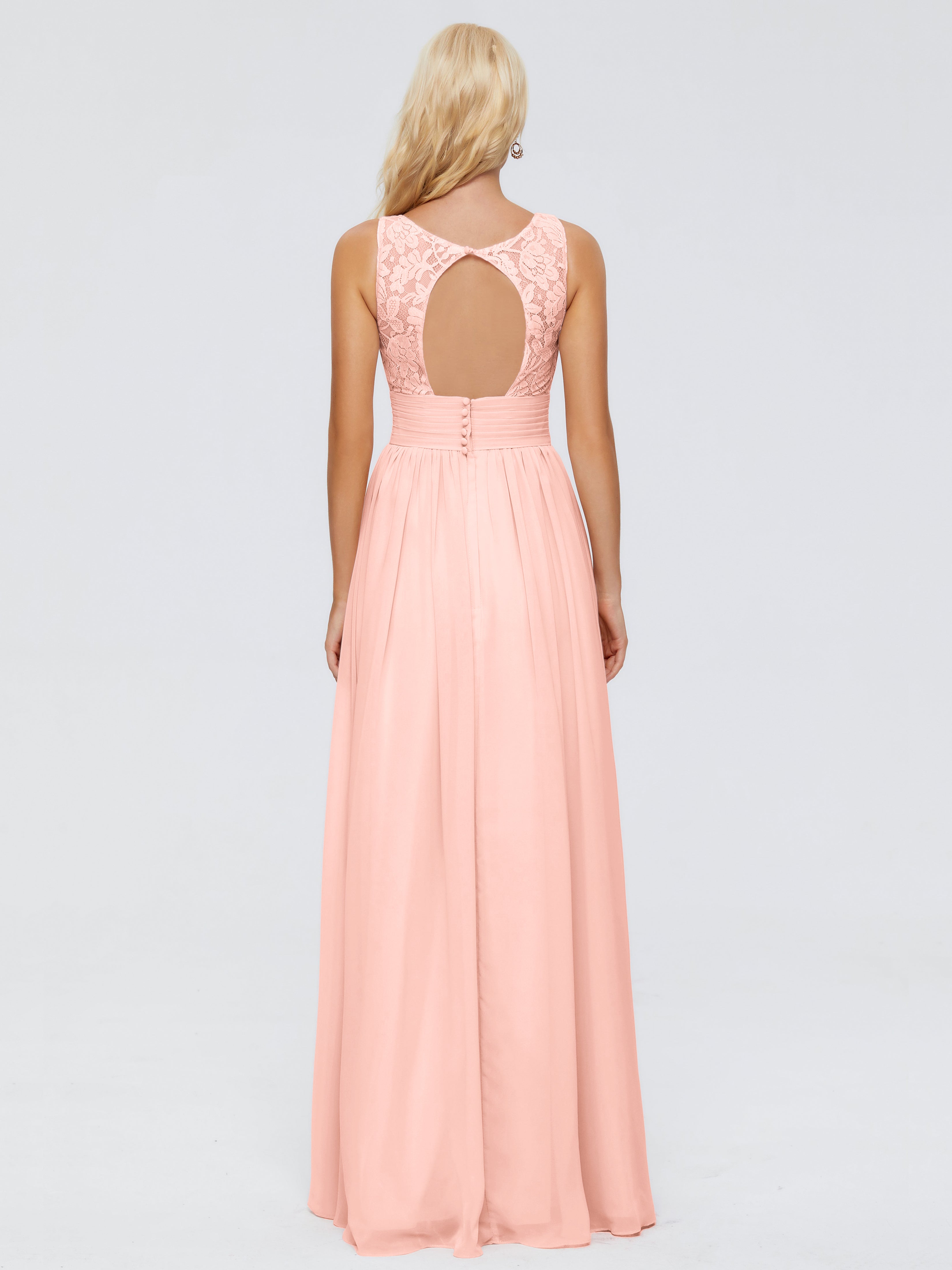 Robe Demoiselle Honneur Corail Trapèze Col V Bretelle Mousseline Robes Demoiselle D'Honneur