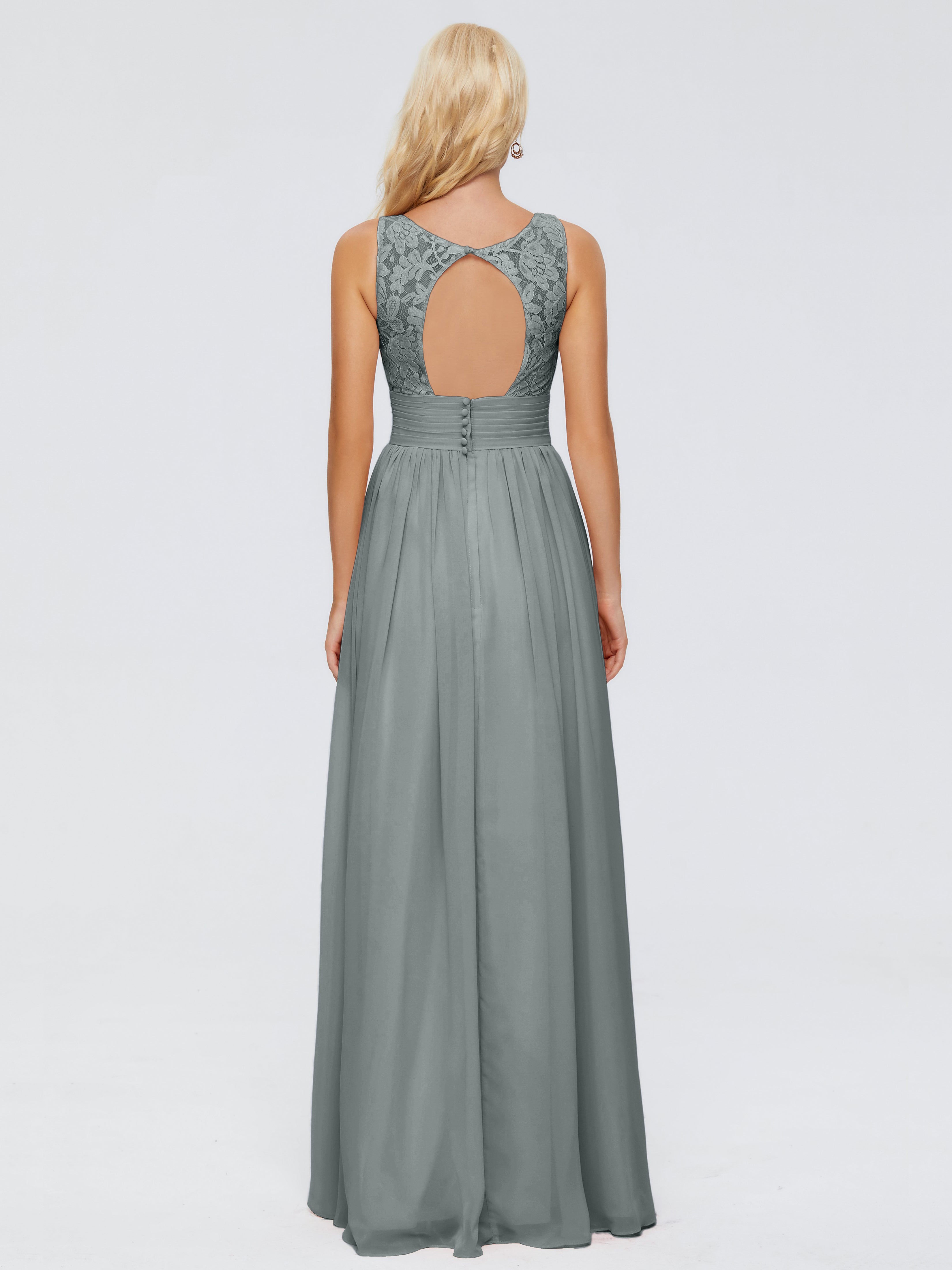 Demoiselle D Honneur Robe Grise Trapèze Col V Bretelle Mousseline Robes Demoiselle D'Honneur